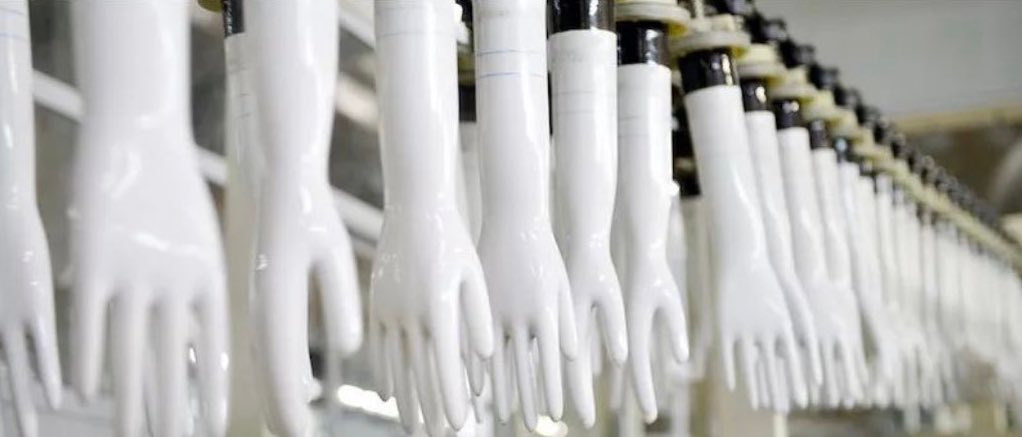 An image from a rubber glove factory. Image from Twitter.