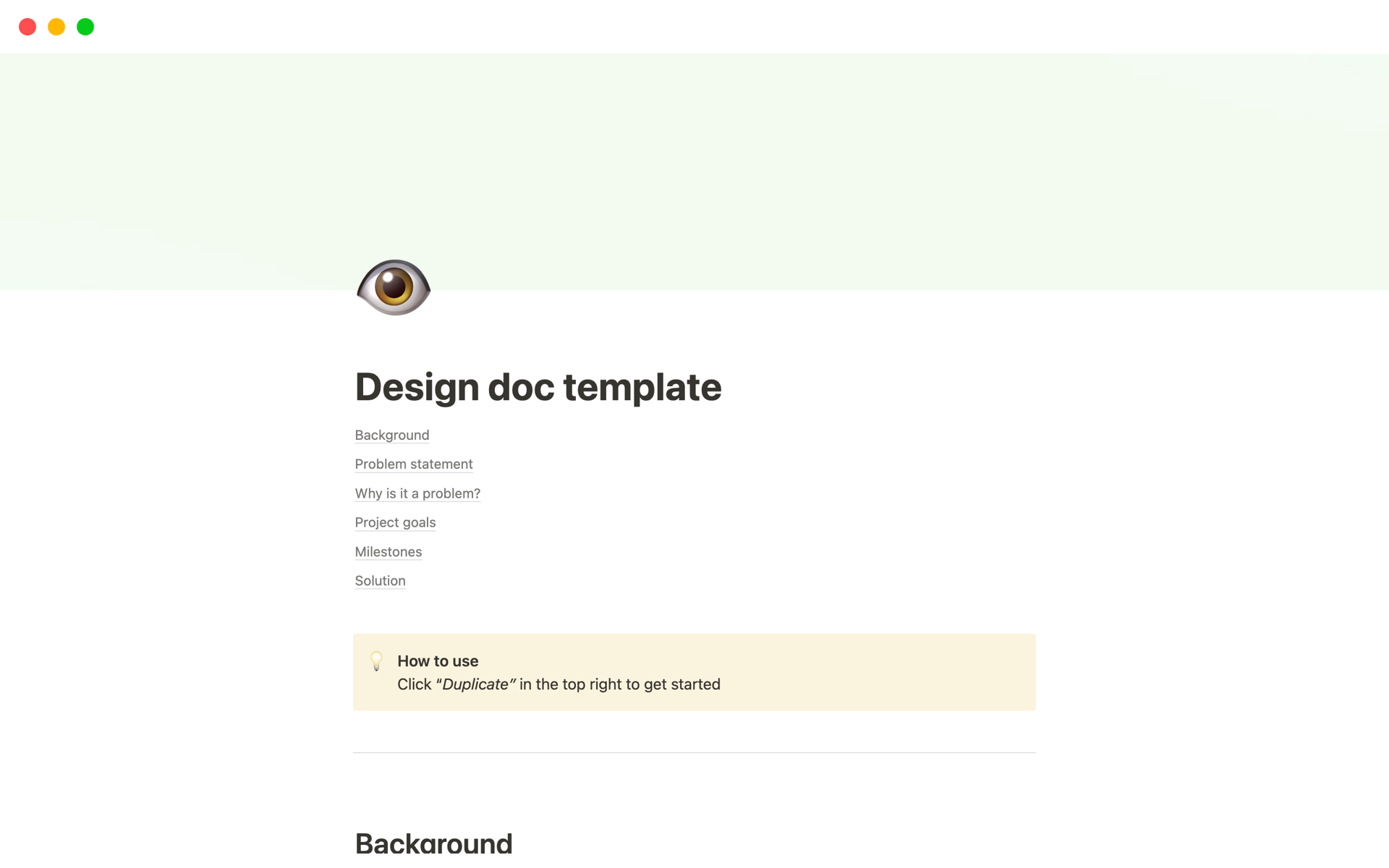 Captura de tela da coleção Top 10 Design Brief Templates for Product Analysts por Notion