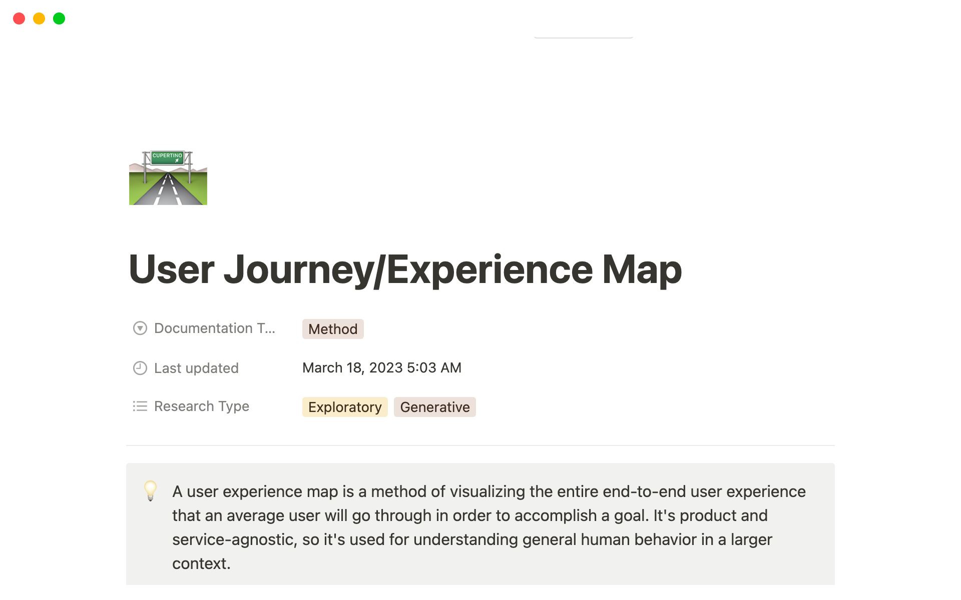 Captura de tela da coleção Best User Journey Templates for Product Analysts por Notion