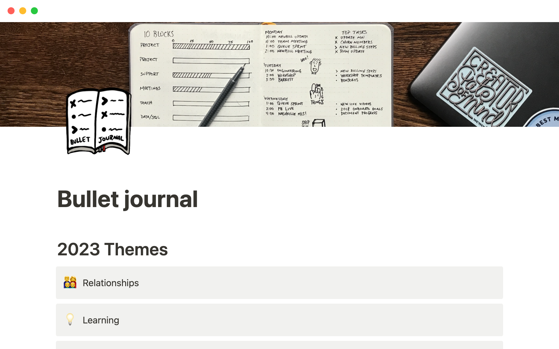 Captura de tela da coleção Top Free Journaling Templates in Notion por Notion