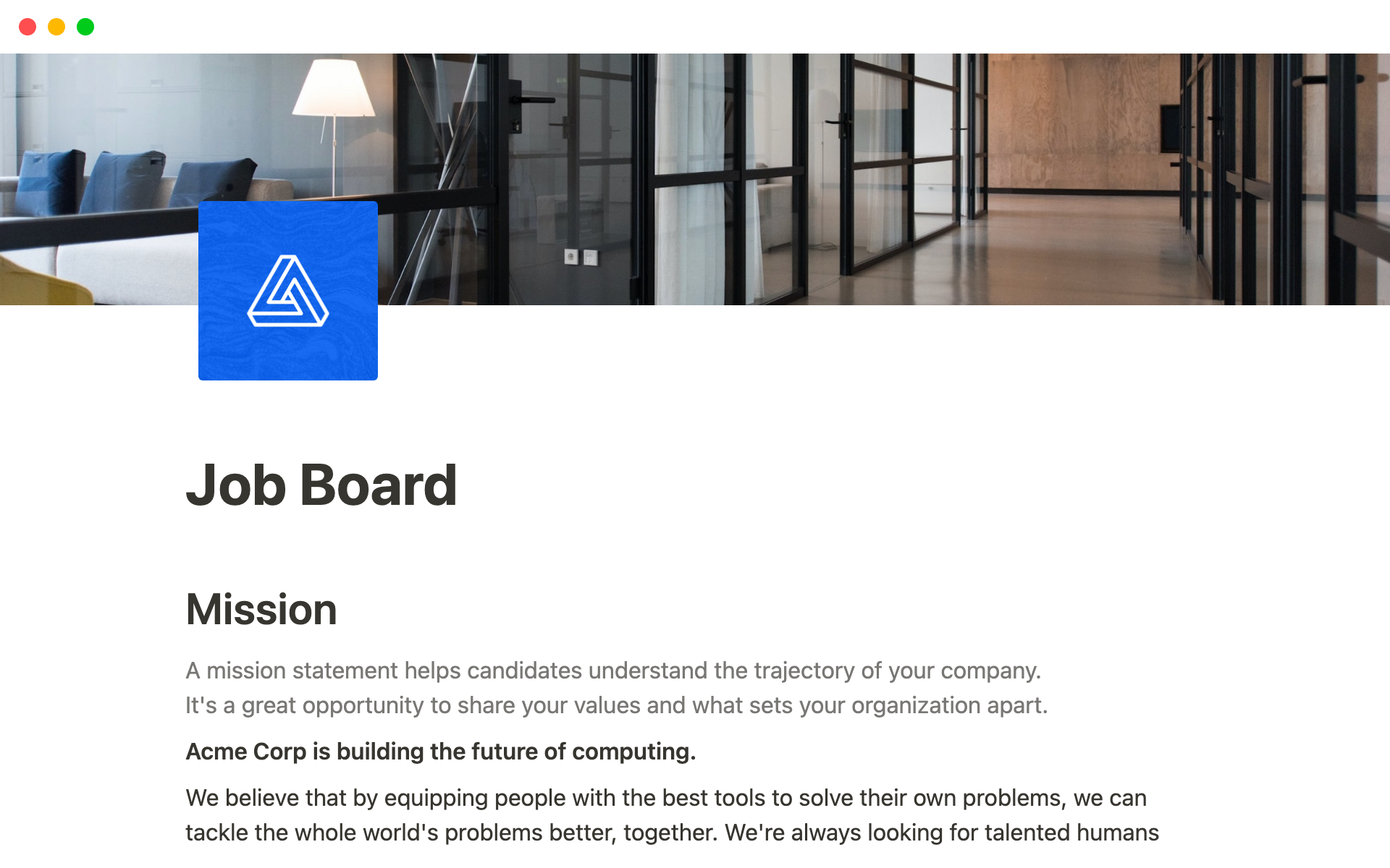 A template preview for Top 10 Careers Page Templates in Notion
