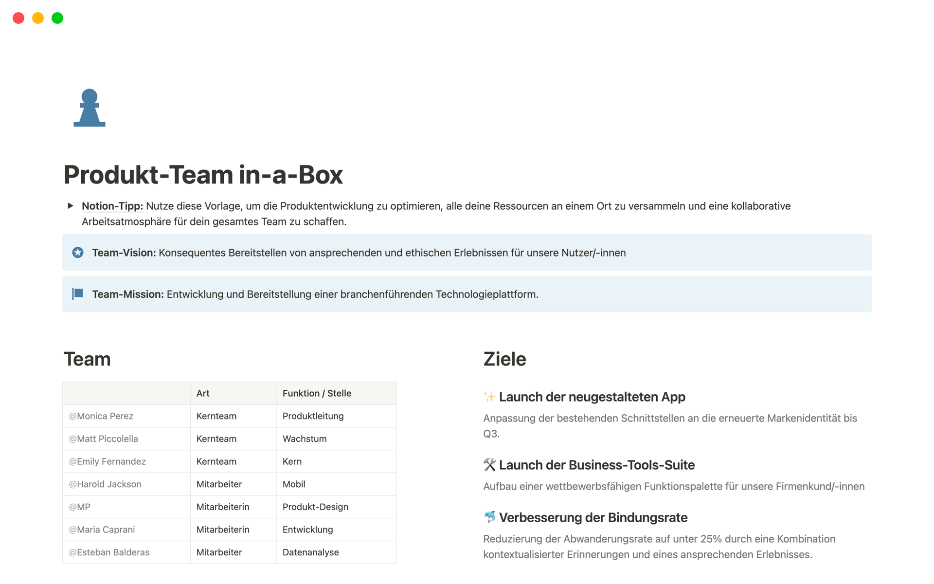 Screenshot der Dein Team und Notion: 9 All-in-One-Team-Setups-Sammlung von Notion