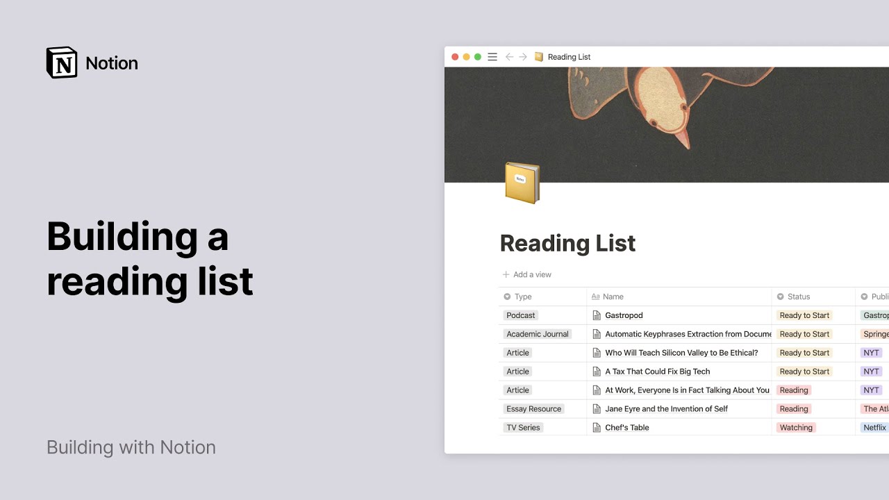 Crear una lista de lectura en Notion