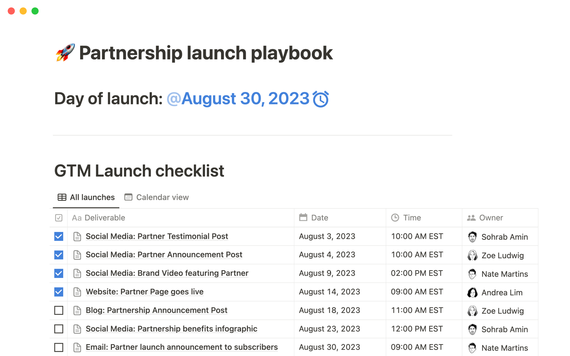 Modelo de manual de lançamento de parcerias
