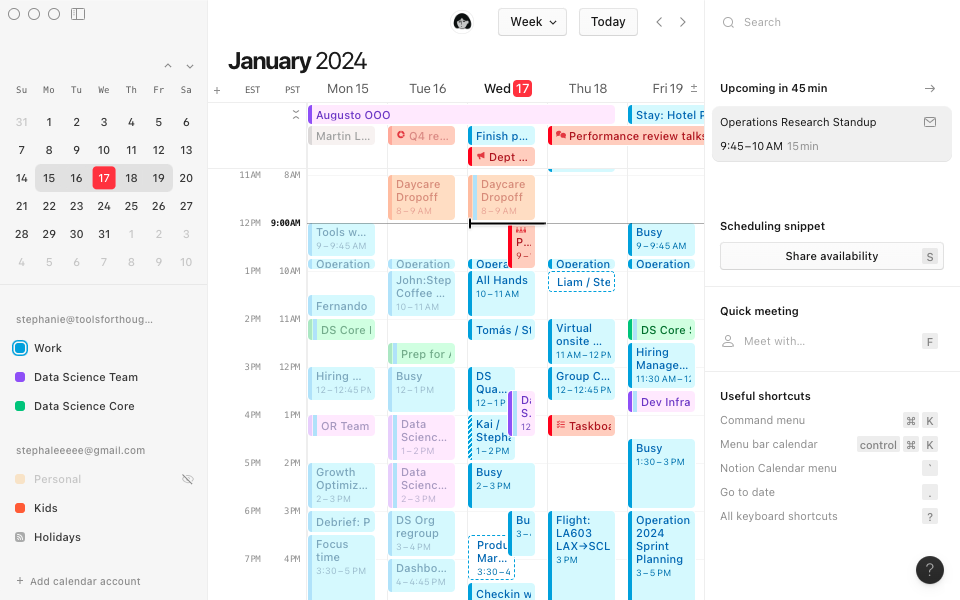O Notion Calendar permite que você gerencie juntos seu tempo e seu trabalho.