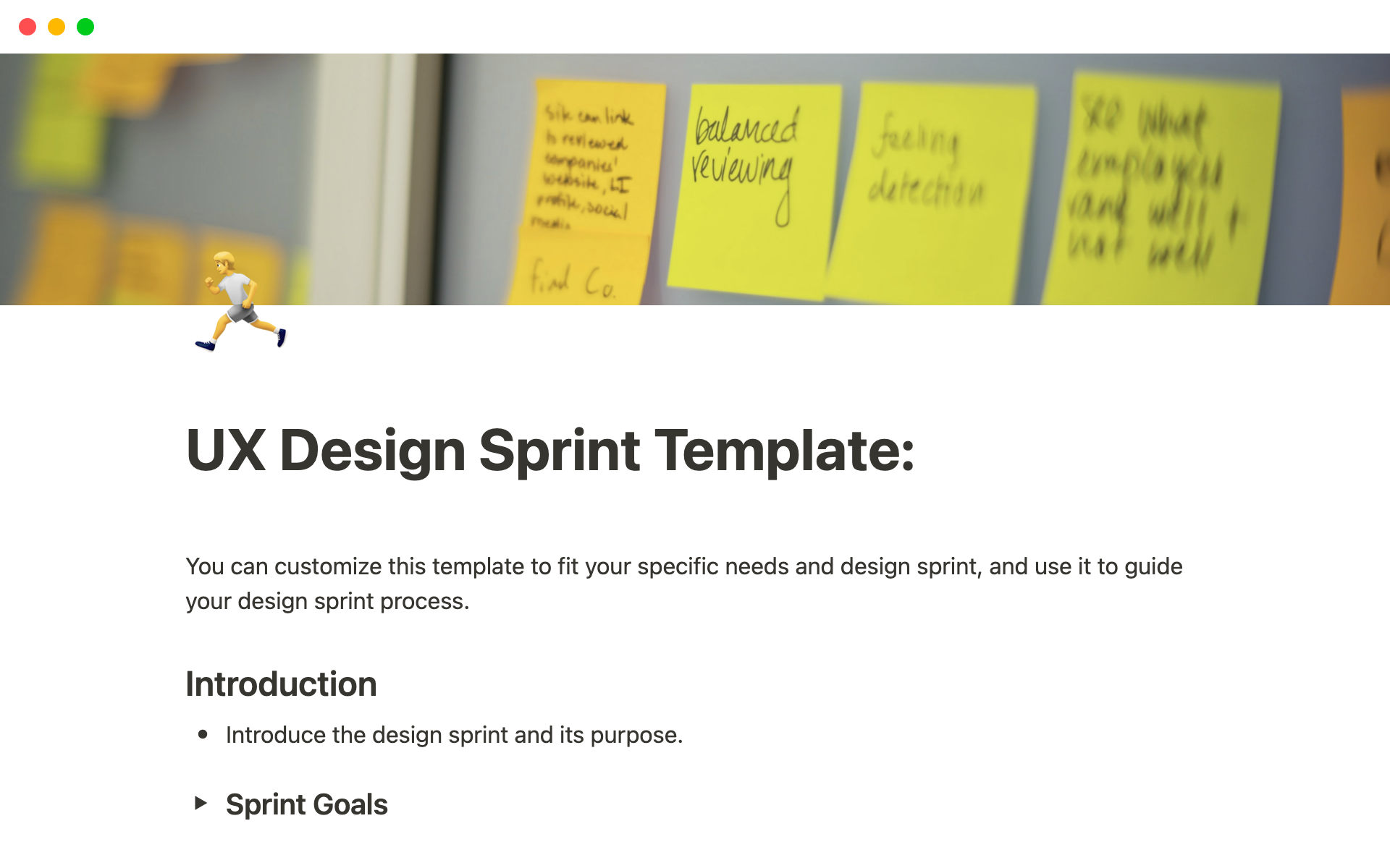 UX Design Sprintのテンプレートのプレビュー