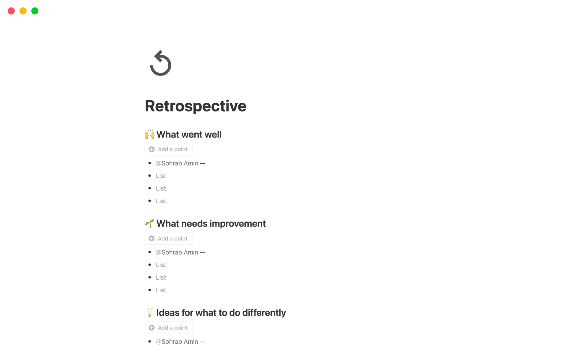 Analyze past performance and plan for improvement with our interactive Retrospective template.