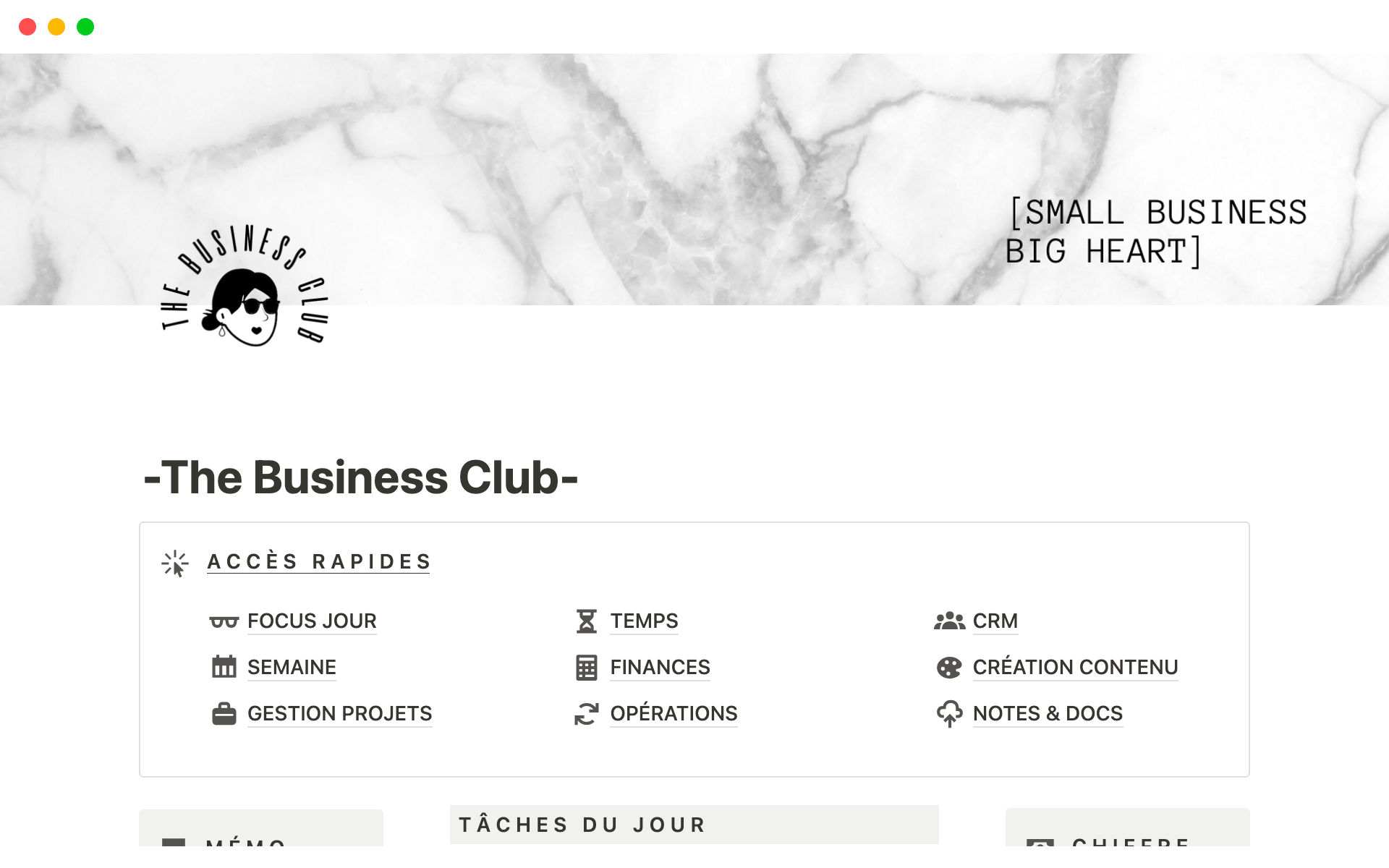 A template preview for The Business Club