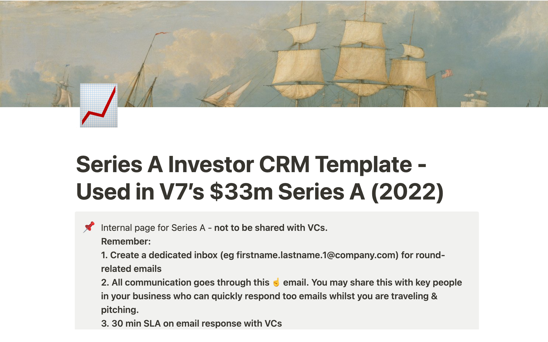 Series A Investor CRMのテンプレートのプレビュー