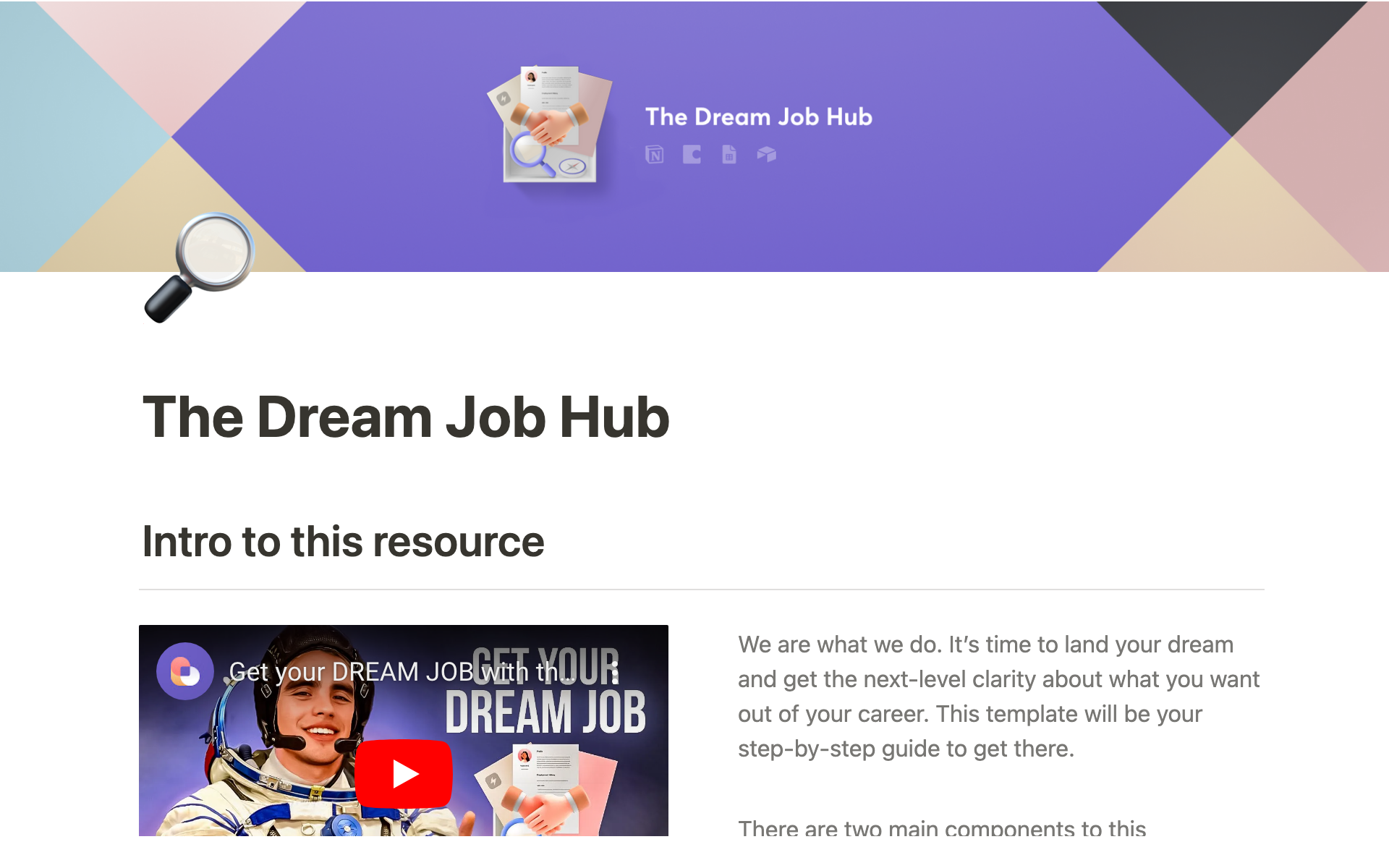 The Dream Job Hubのテンプレートのプレビュー