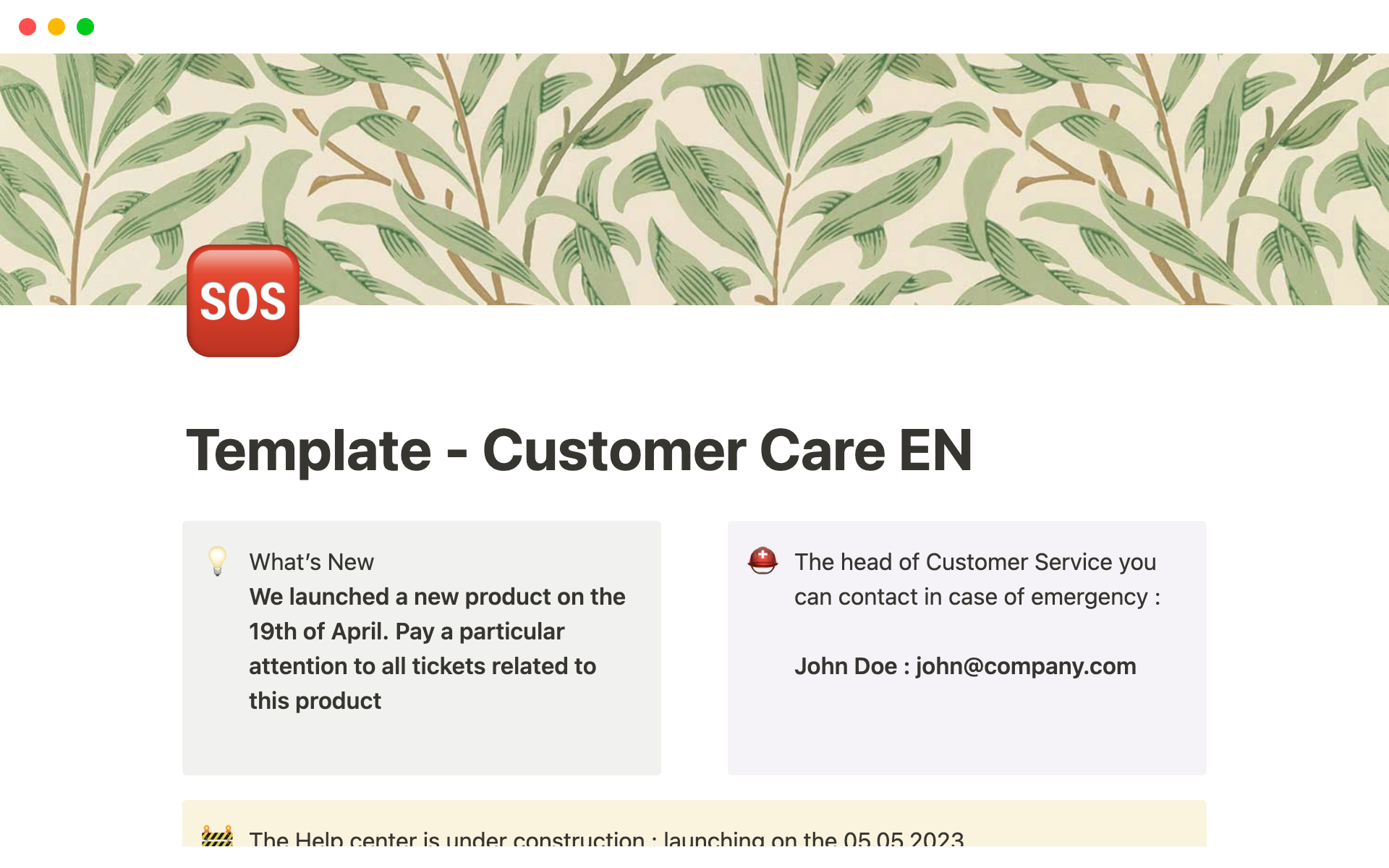 This template will help you organize your customer service. You can follow your customer claims and find solution quickly for technical & logistics issues
