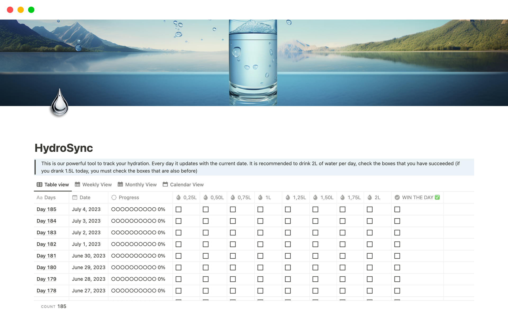 Eine Vorlagenvorschau für HydroSync: Master Your Water Tracker Game