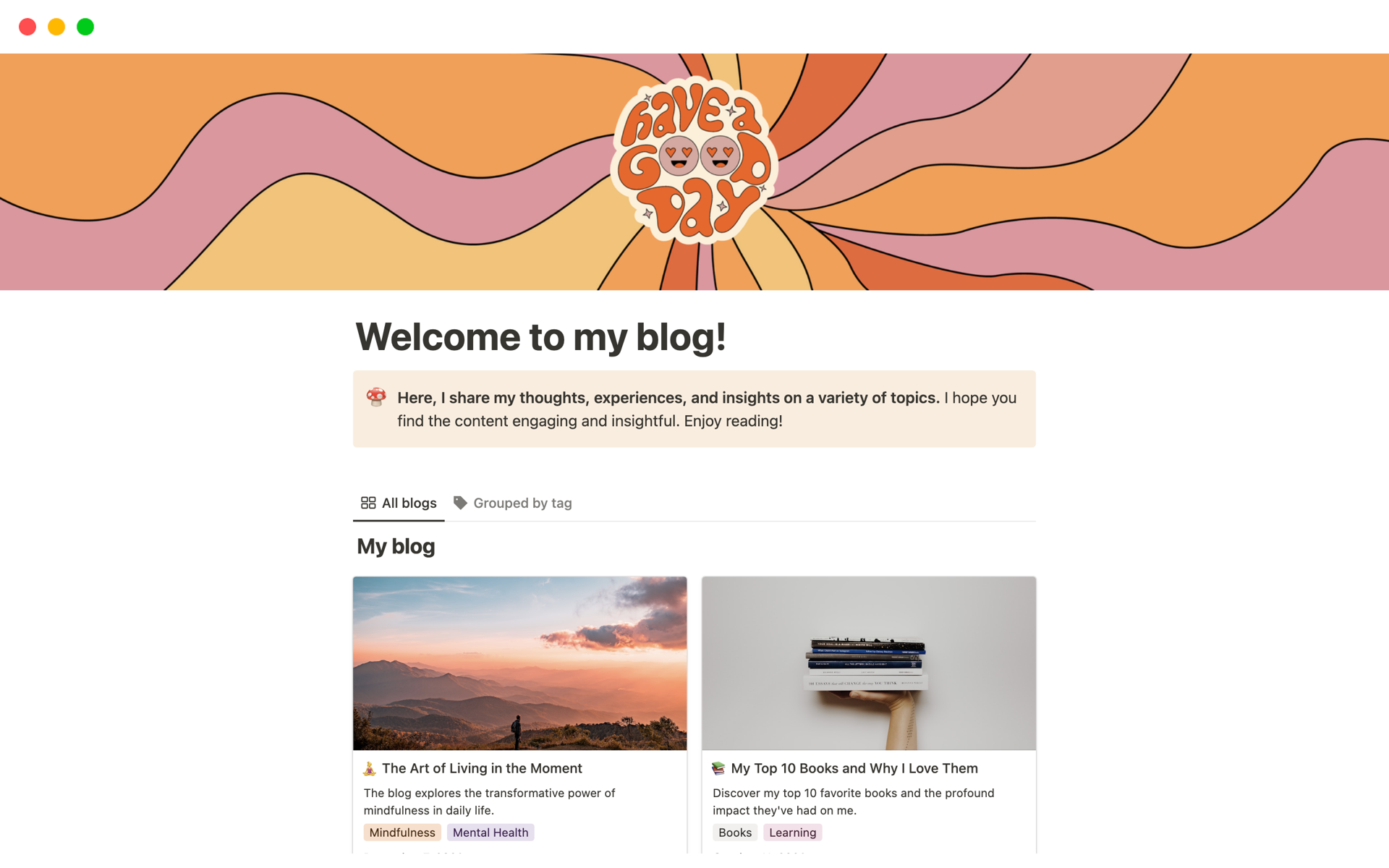 A template preview for Personal Blog