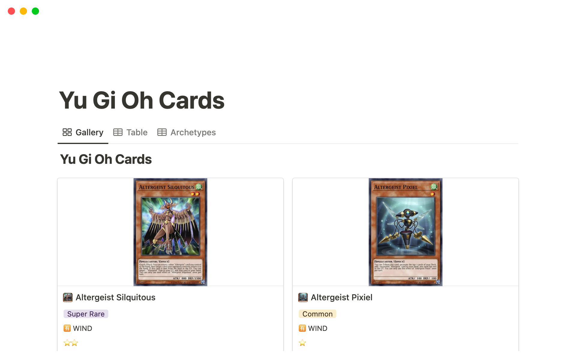 Yu-Gi-Oh Cards database got from API