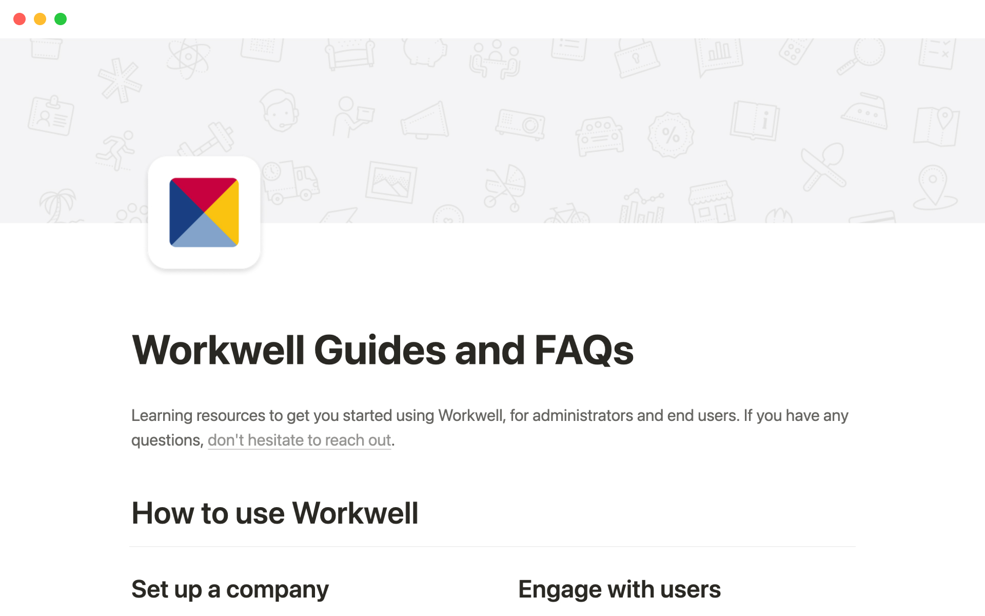 Aperçu du modèle de Workwell guides and FAQ