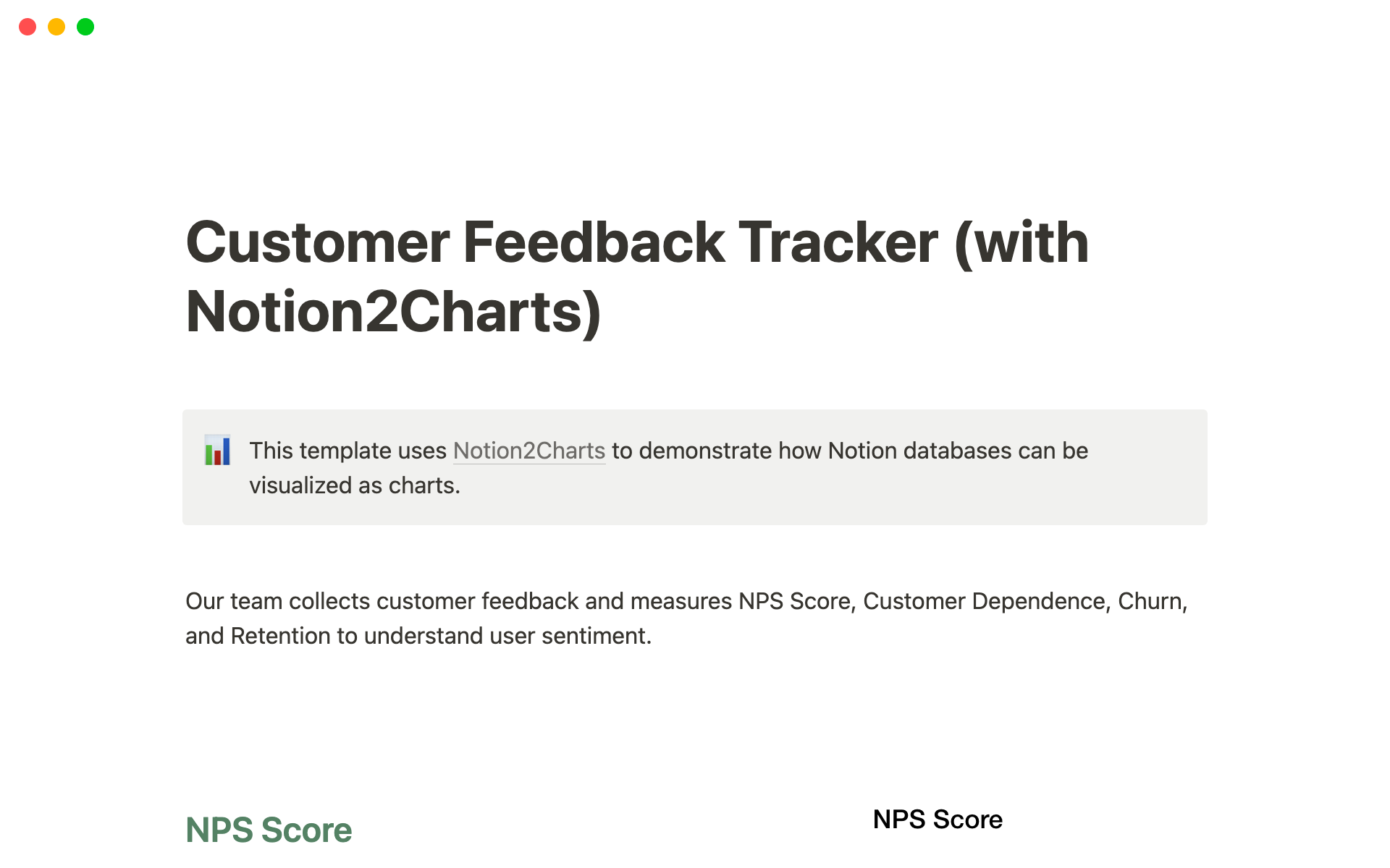 Eine Vorlagenvorschau für Customer Feedback Tracker (with charts)