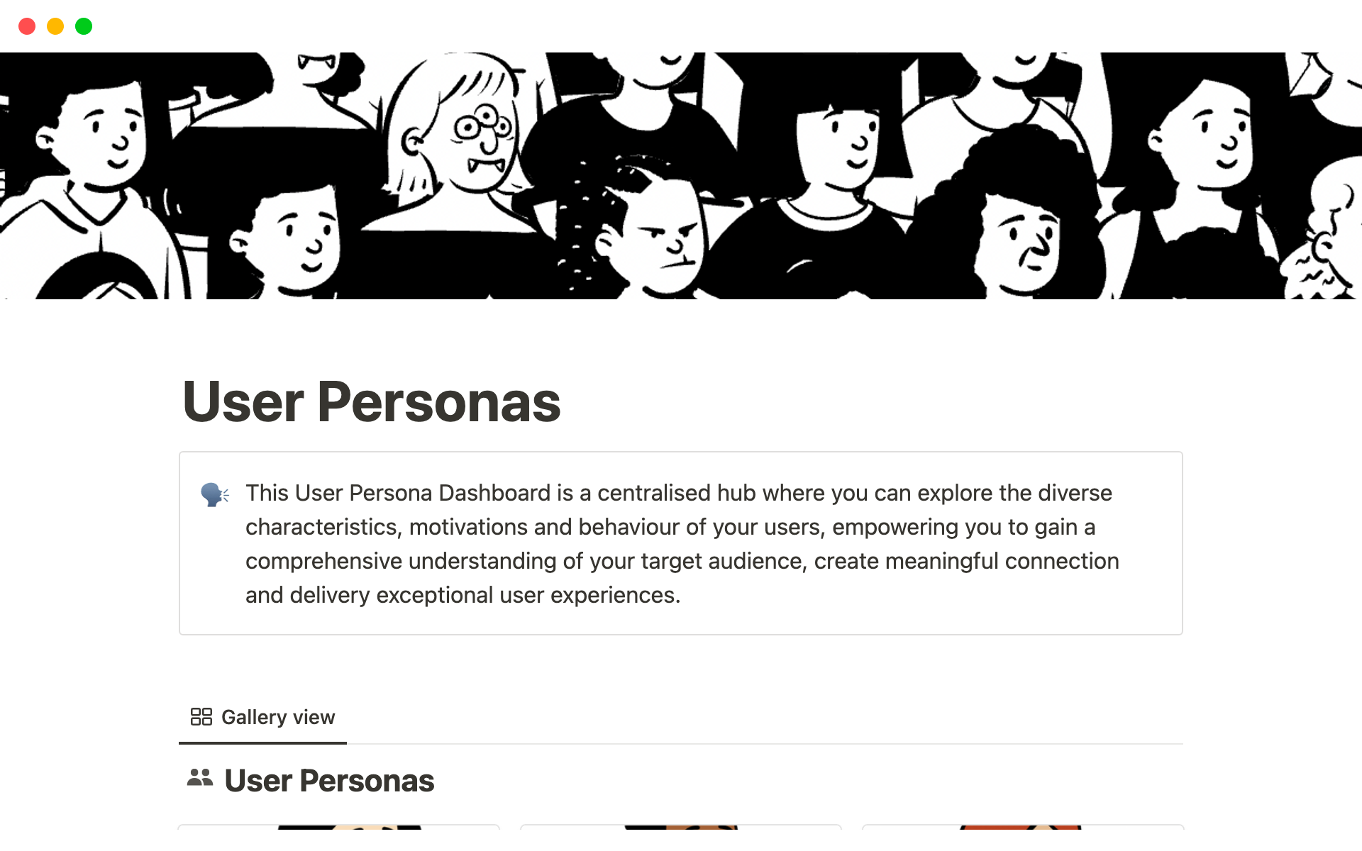 Eine Vorlagenvorschau für User Persona Dashboard & Profile Template