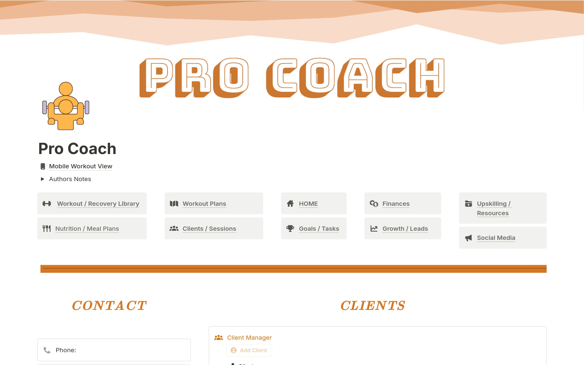 Pro Coach - Personal Trainer OSのテンプレートのプレビュー