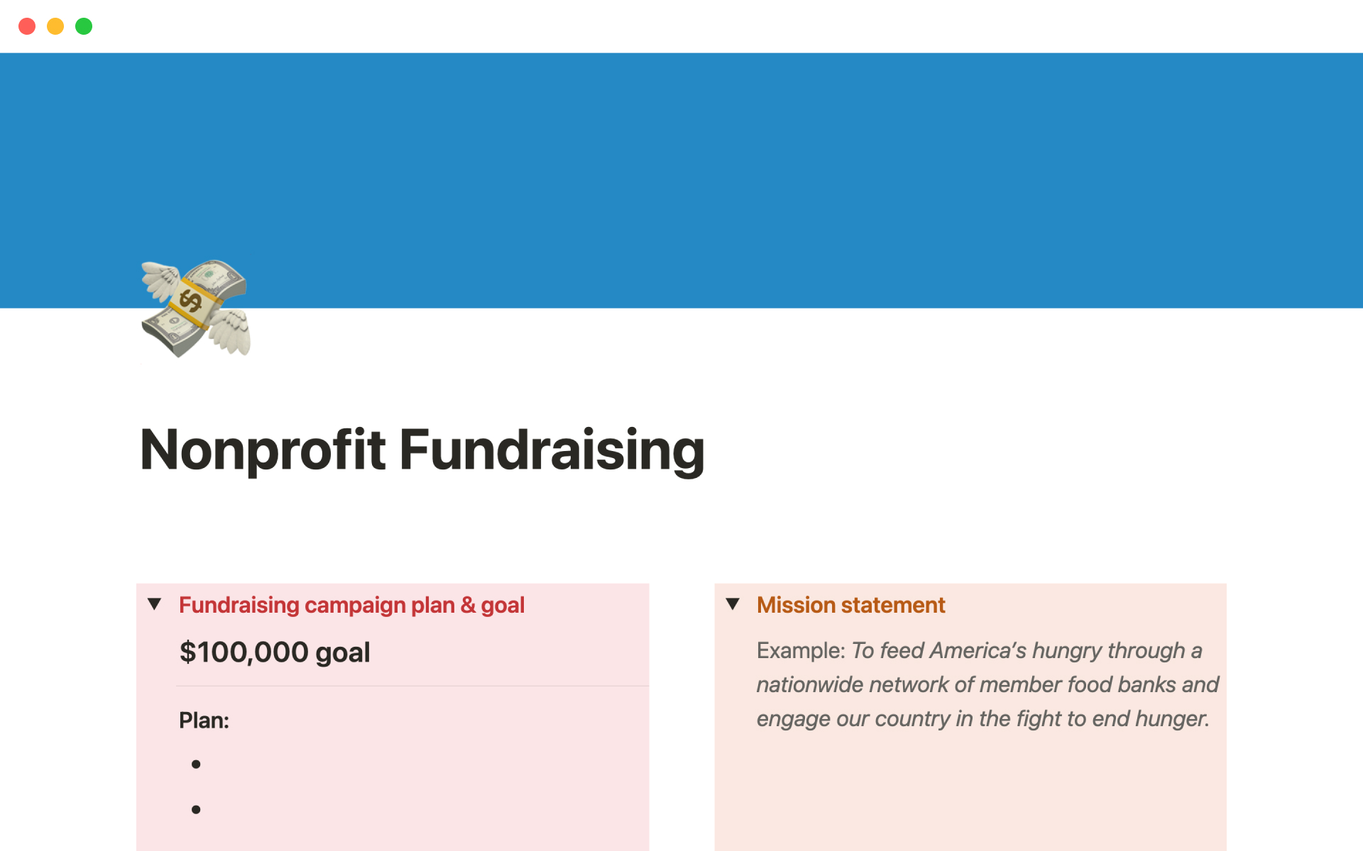 Eine Vorlagenvorschau für Nonprofit fundraising