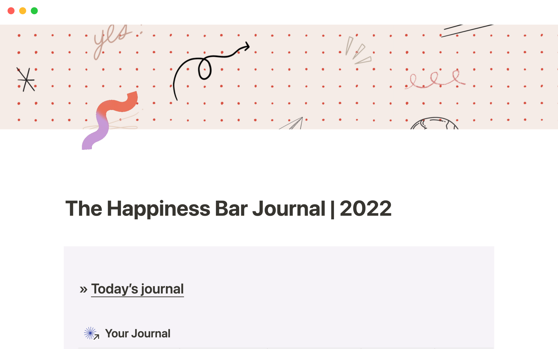 Eine Vorlagenvorschau für The Happiness Bar Journal | 2022