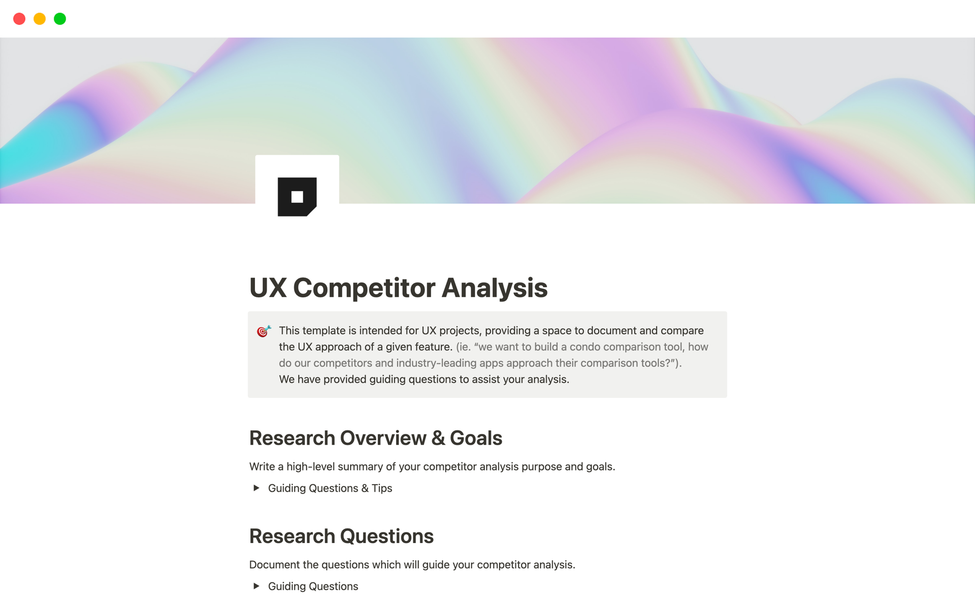 Unlock UX Excellence: Notion UX Competitor Analysis Template for Web Designers, Developers, and UX Designers