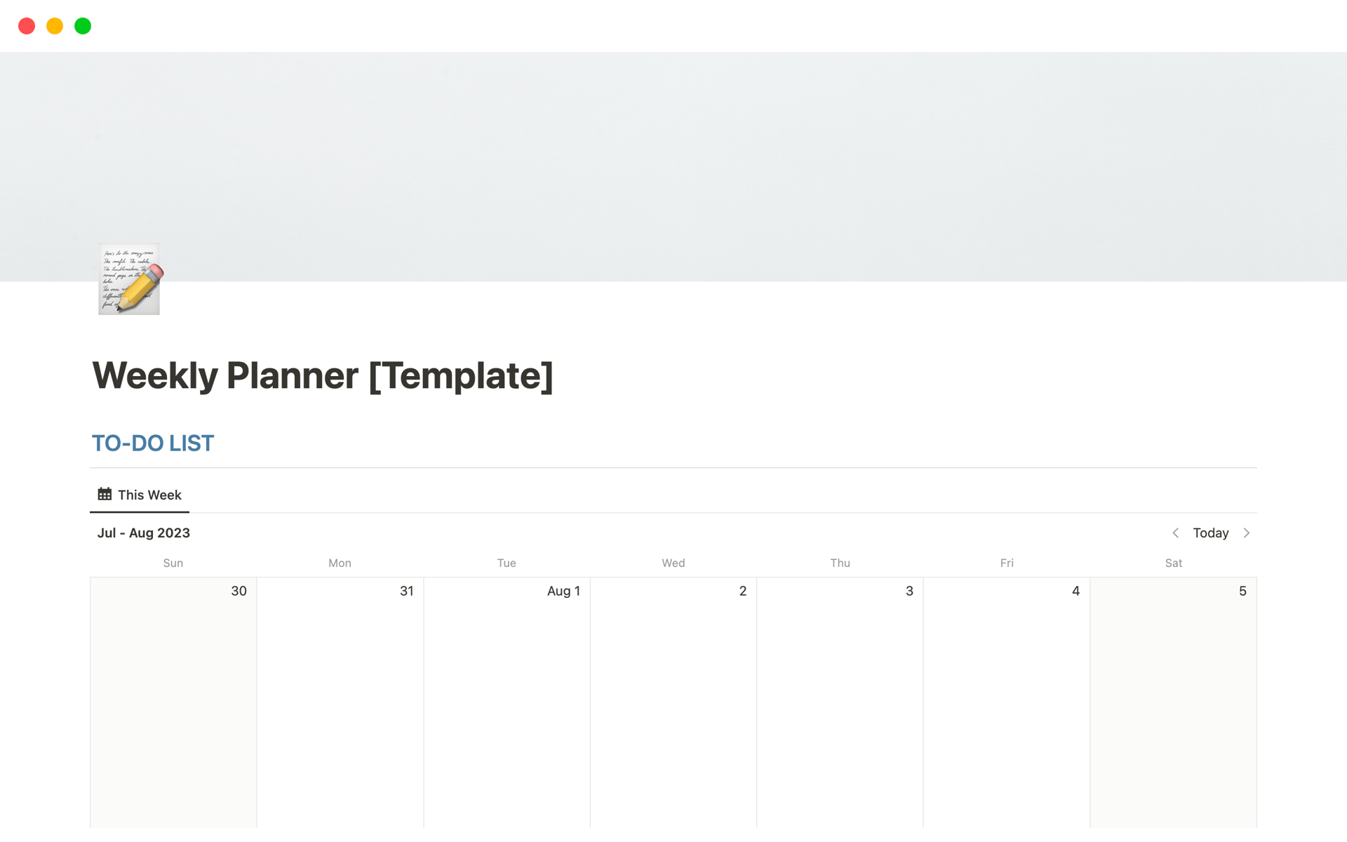 Vista previa de plantilla para Weekly Planner