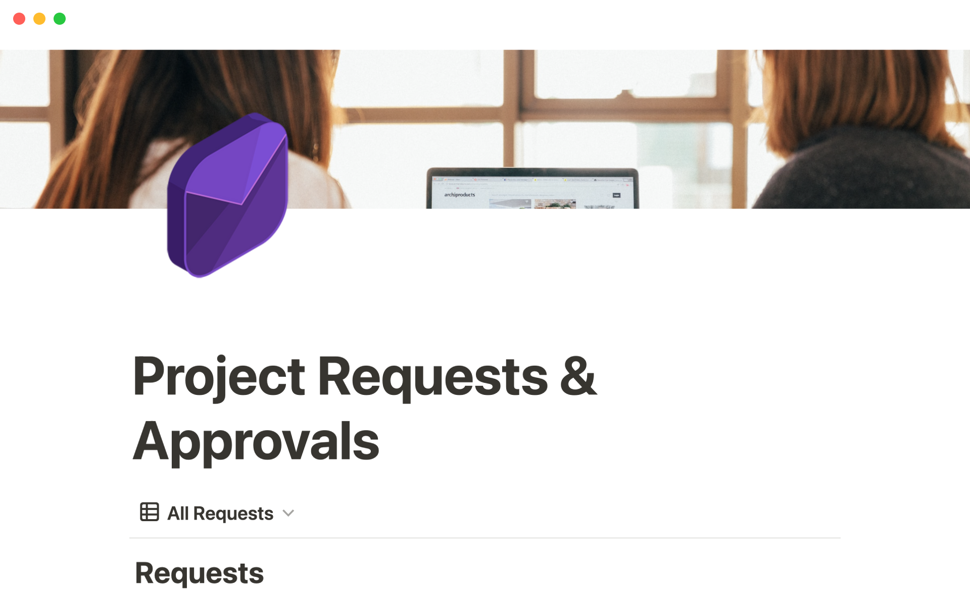 Eine Vorlagenvorschau für Project Requests & Approvals