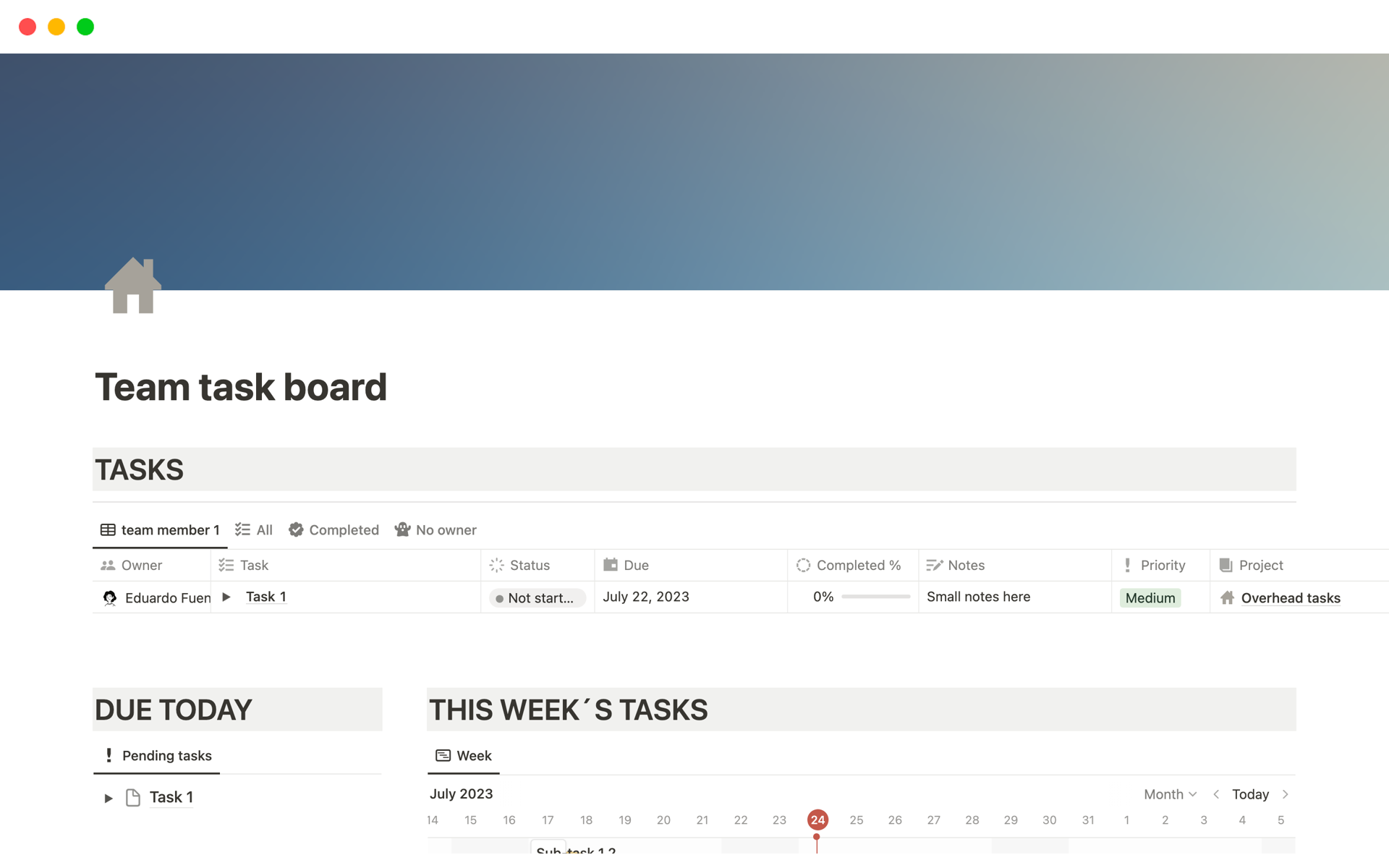 This template gives you a central space for all your tasks, projects & relevant links. 