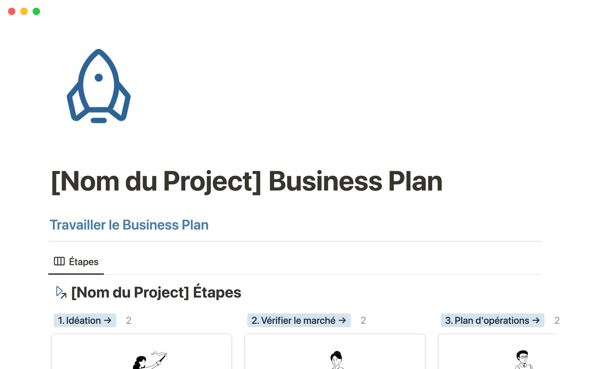 Vista previa de una plantilla para Business plan [Modèle]