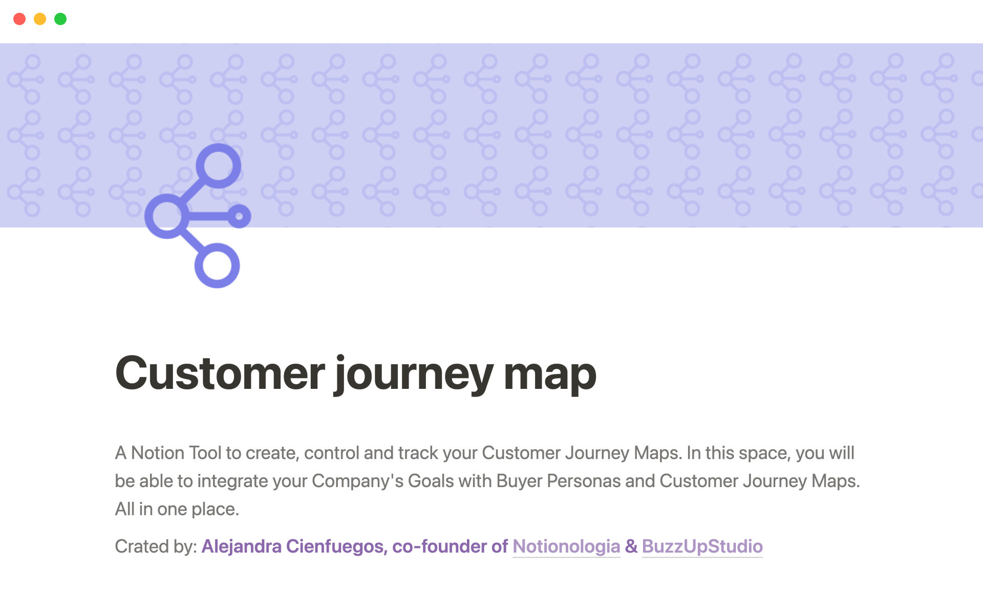 Vista previa de una plantilla para Customer journey map