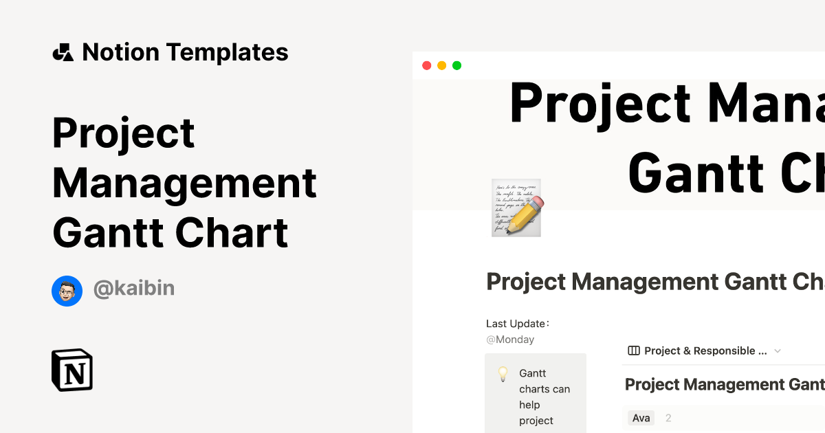 Project Management Gantt Chart Notion Template