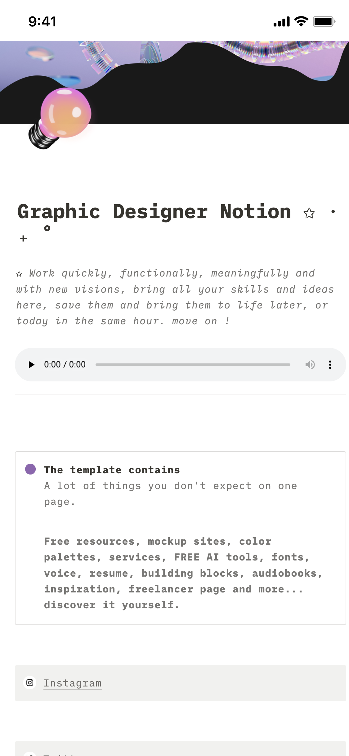 Notion (노션) 템플릿 갤러리 – Graphic Designer Notion