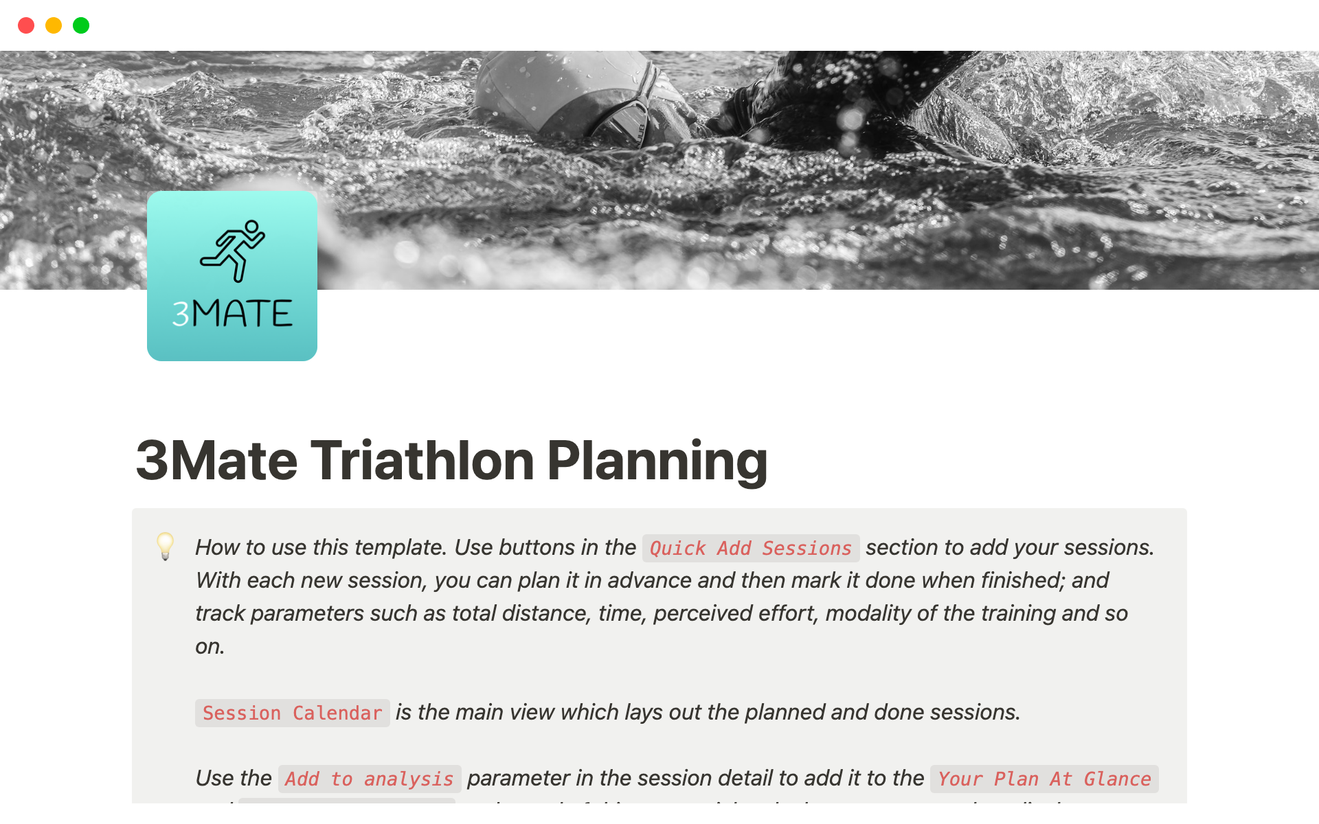 3mate Easy Triathlon Planning Notion Template