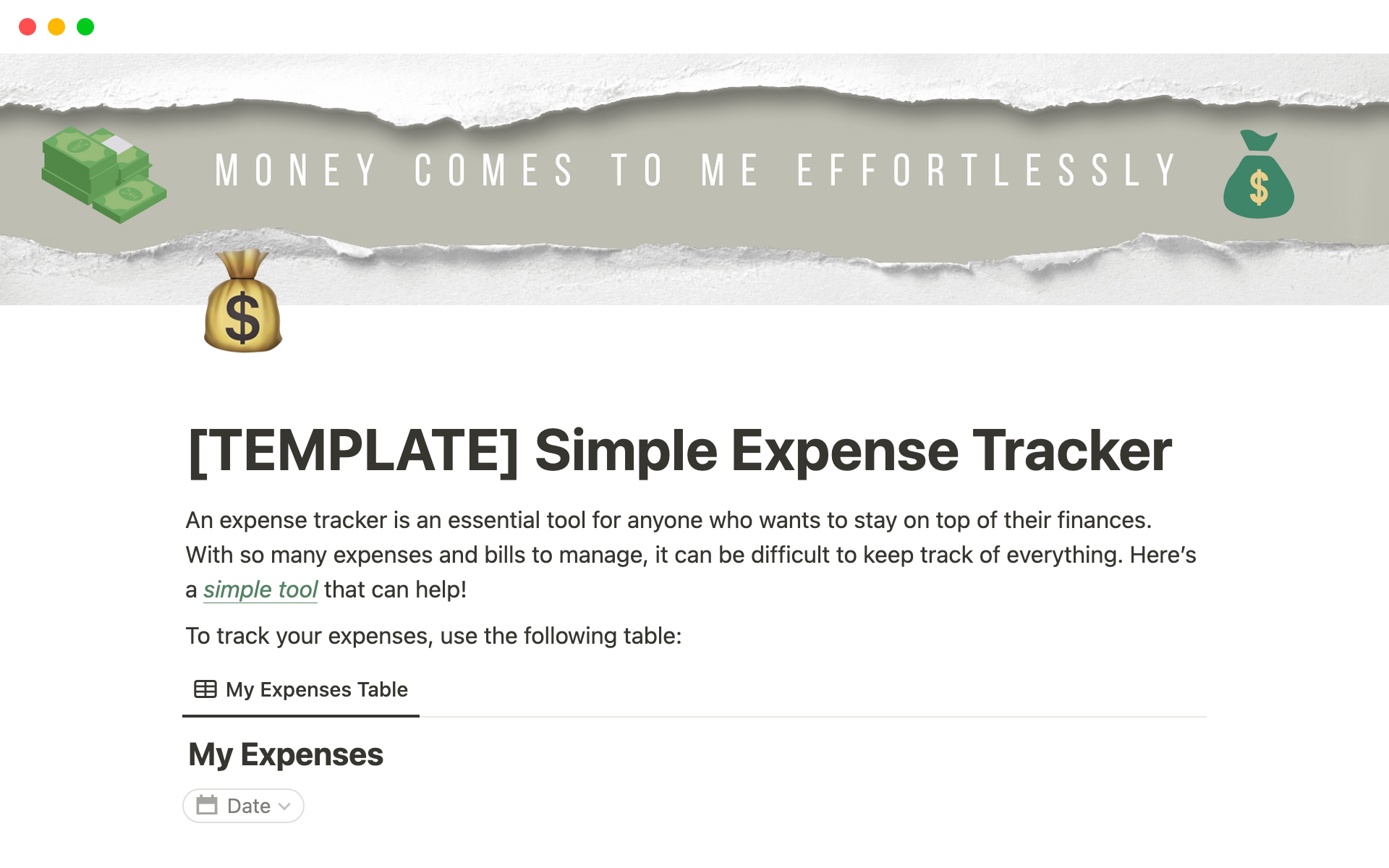 Expense Tracker Template Notion