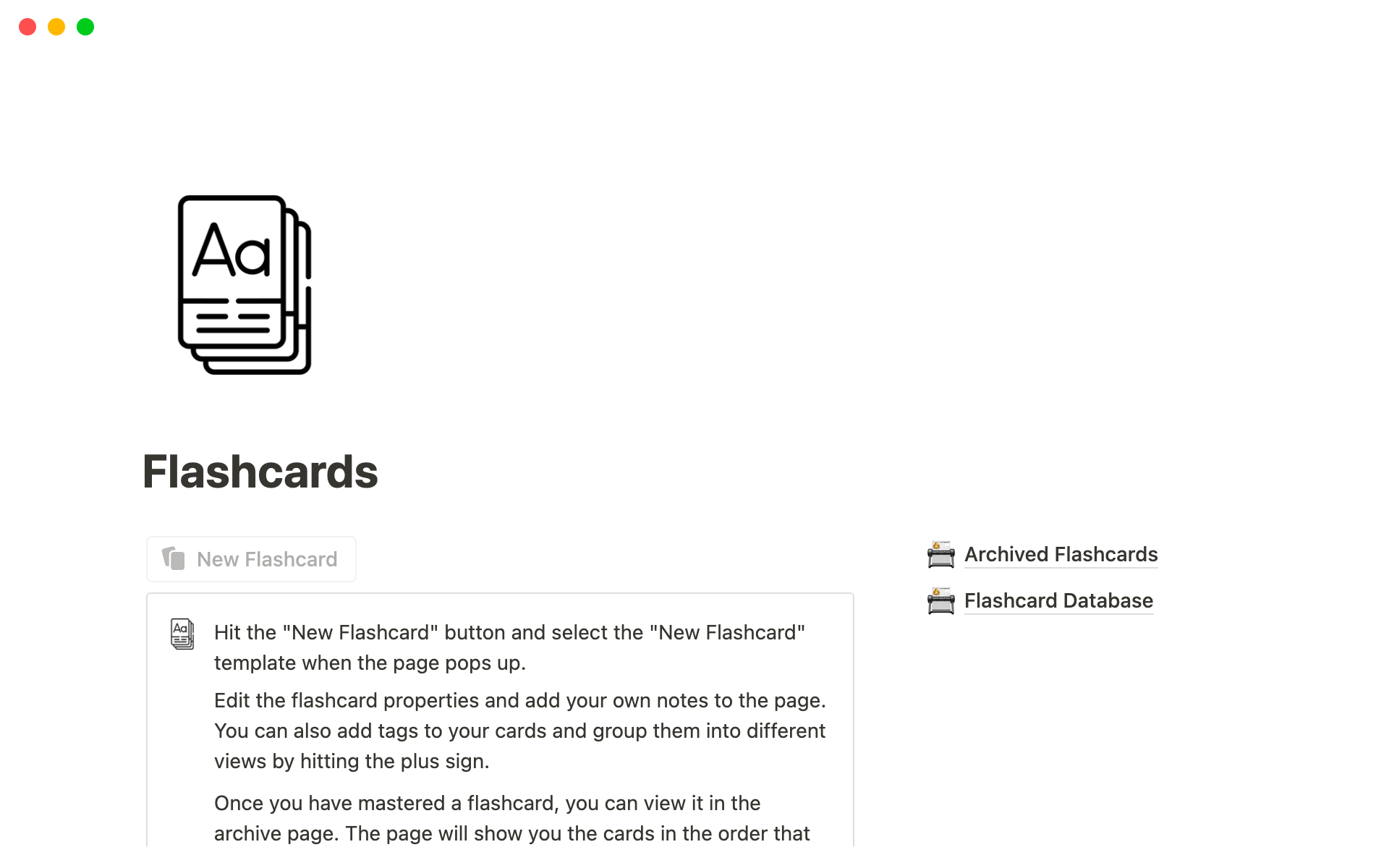 Spaced Repetition Flashcards | Notion Template