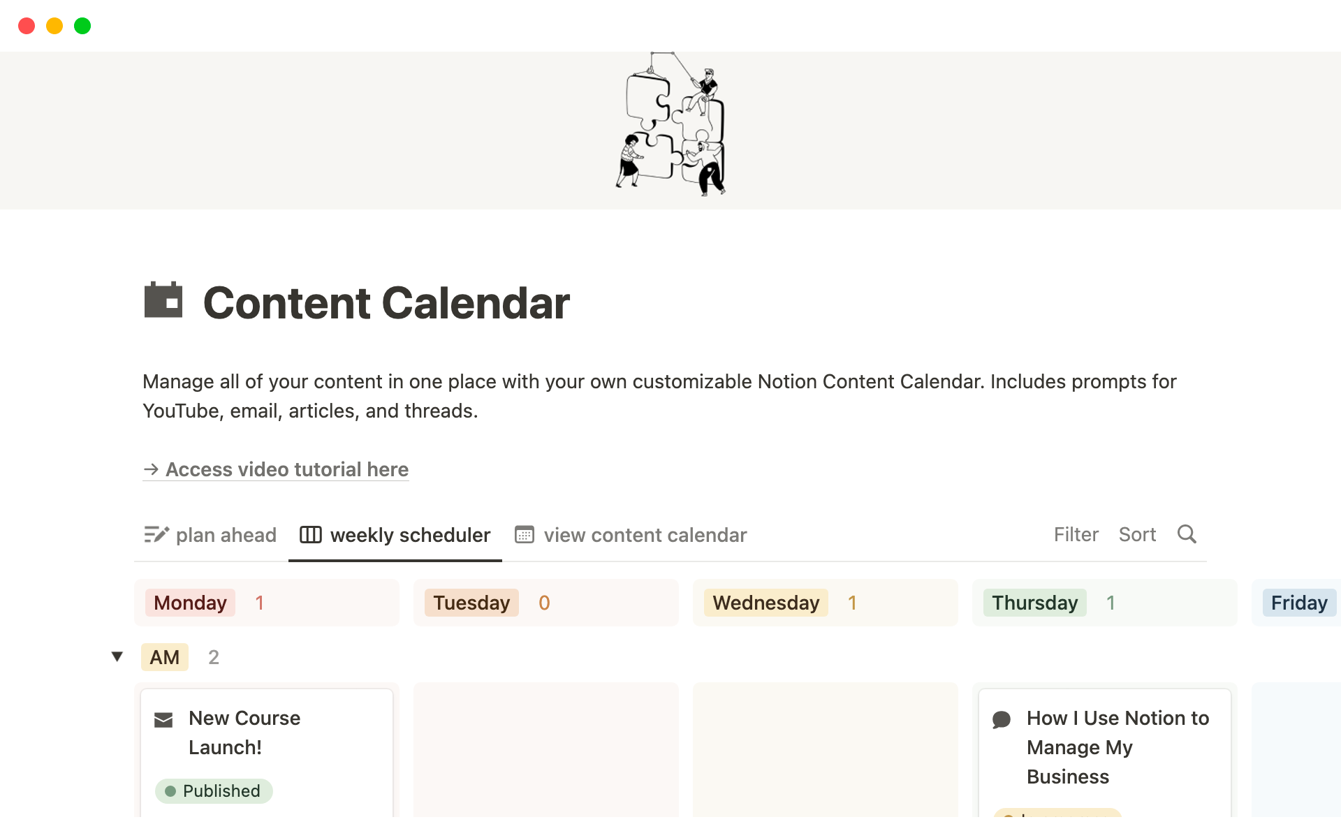 Content Calendar | Notion Template