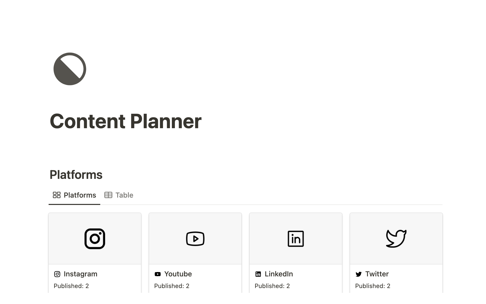 Notion Template Gallery – Content Planner