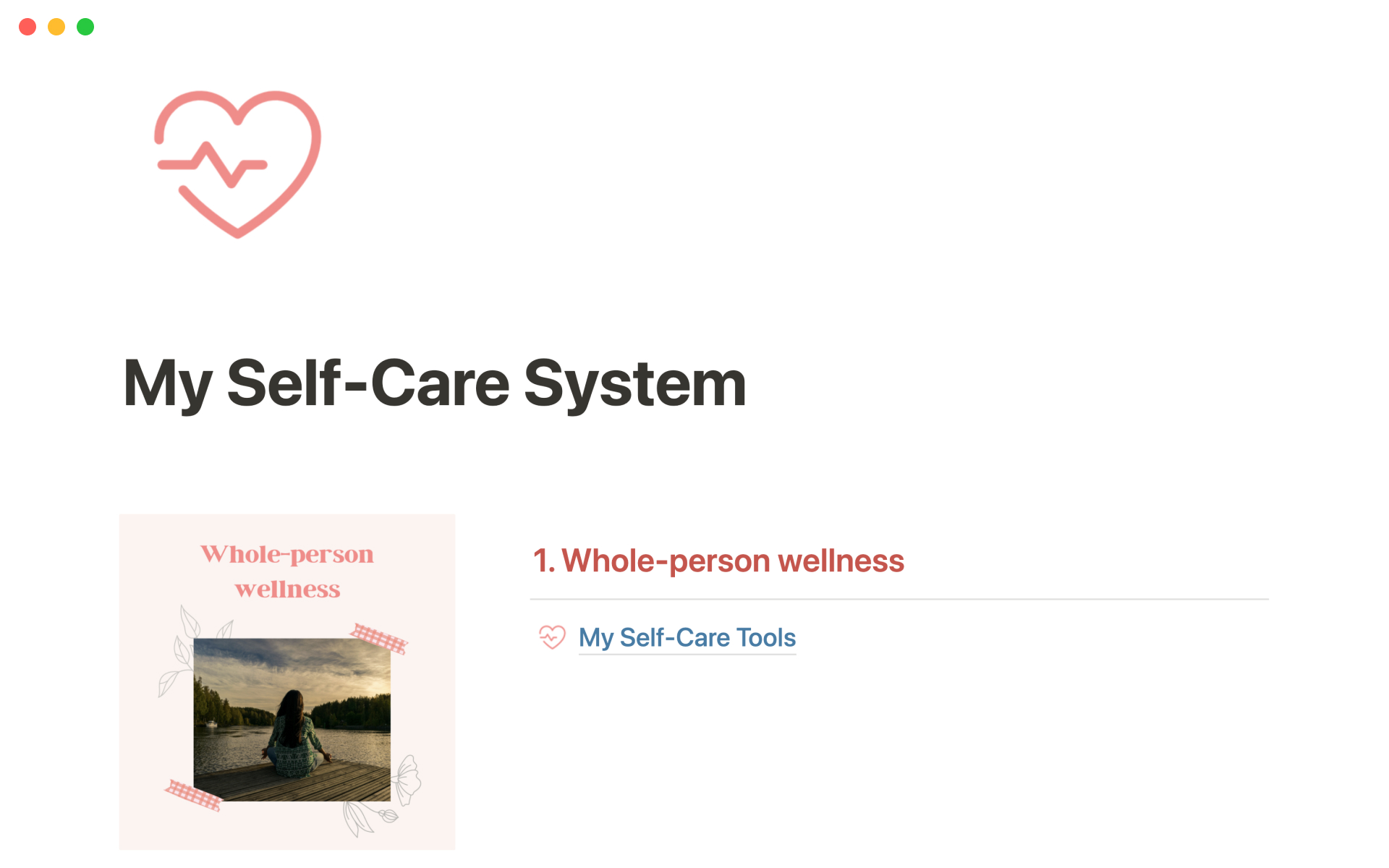 Notion Template Gallery Selfcare system