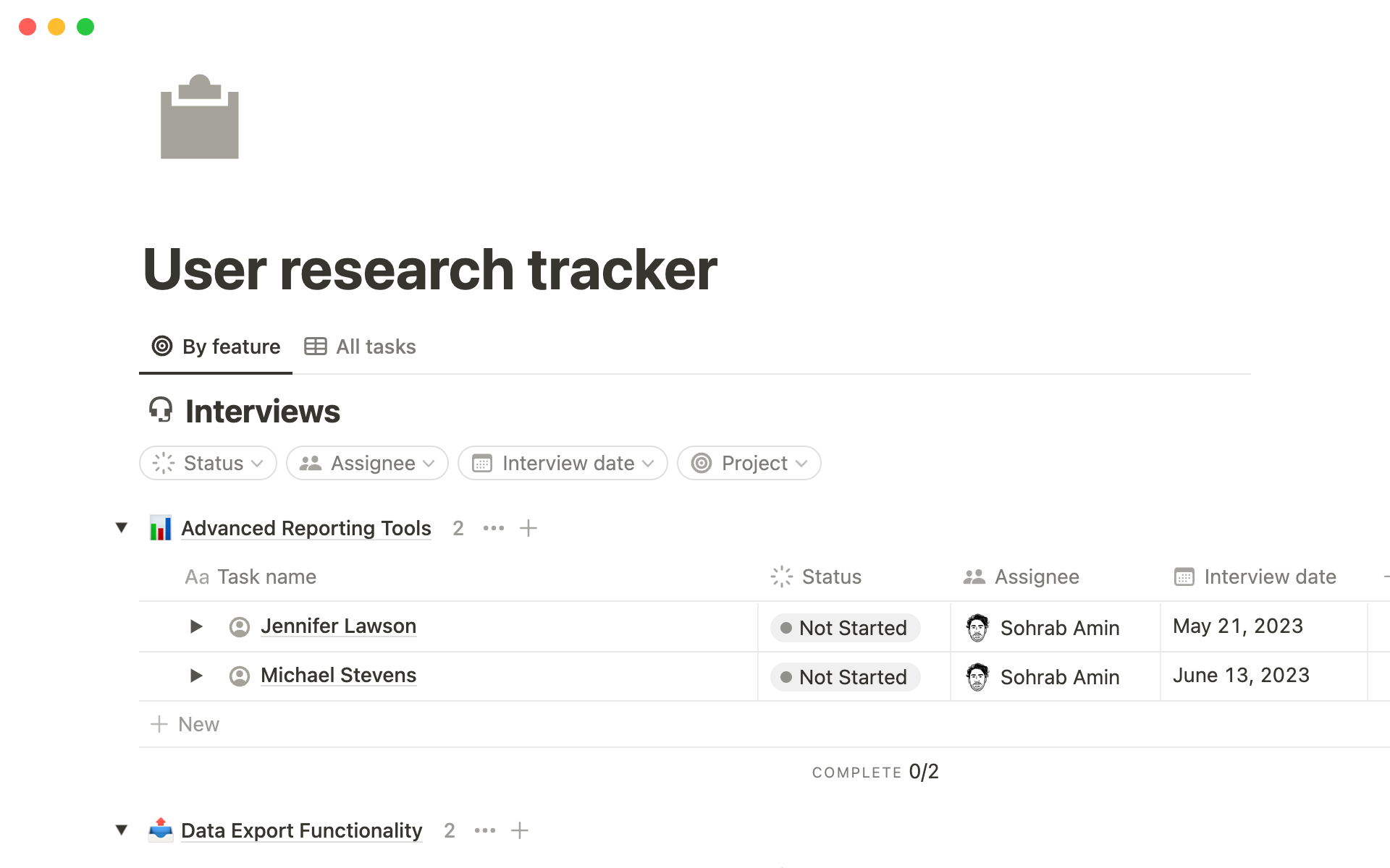 user research notion template