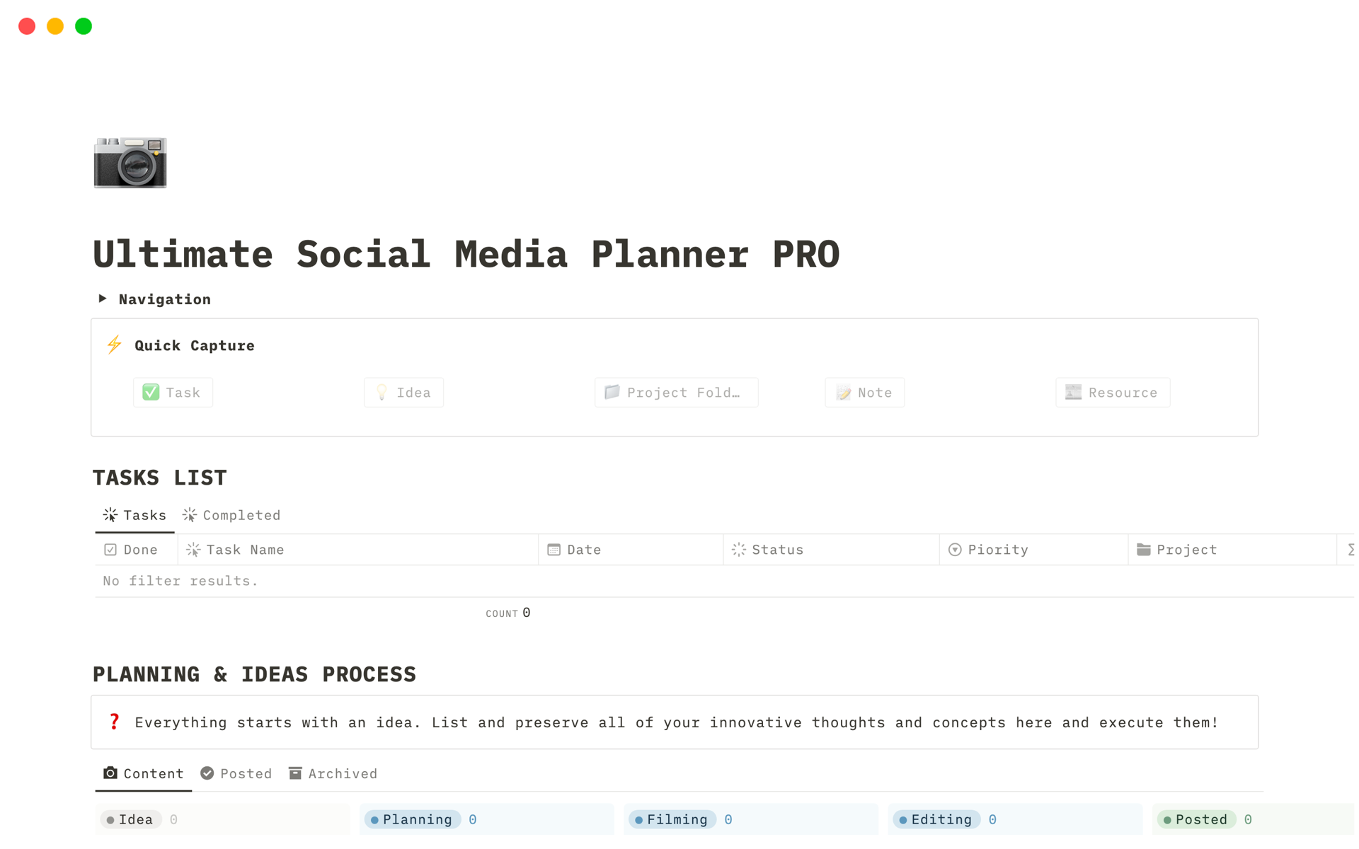 Ultimate Social Media Planner PRO | Notion Template