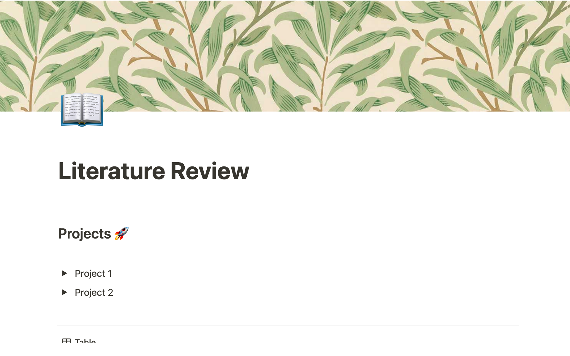 literature review notion template