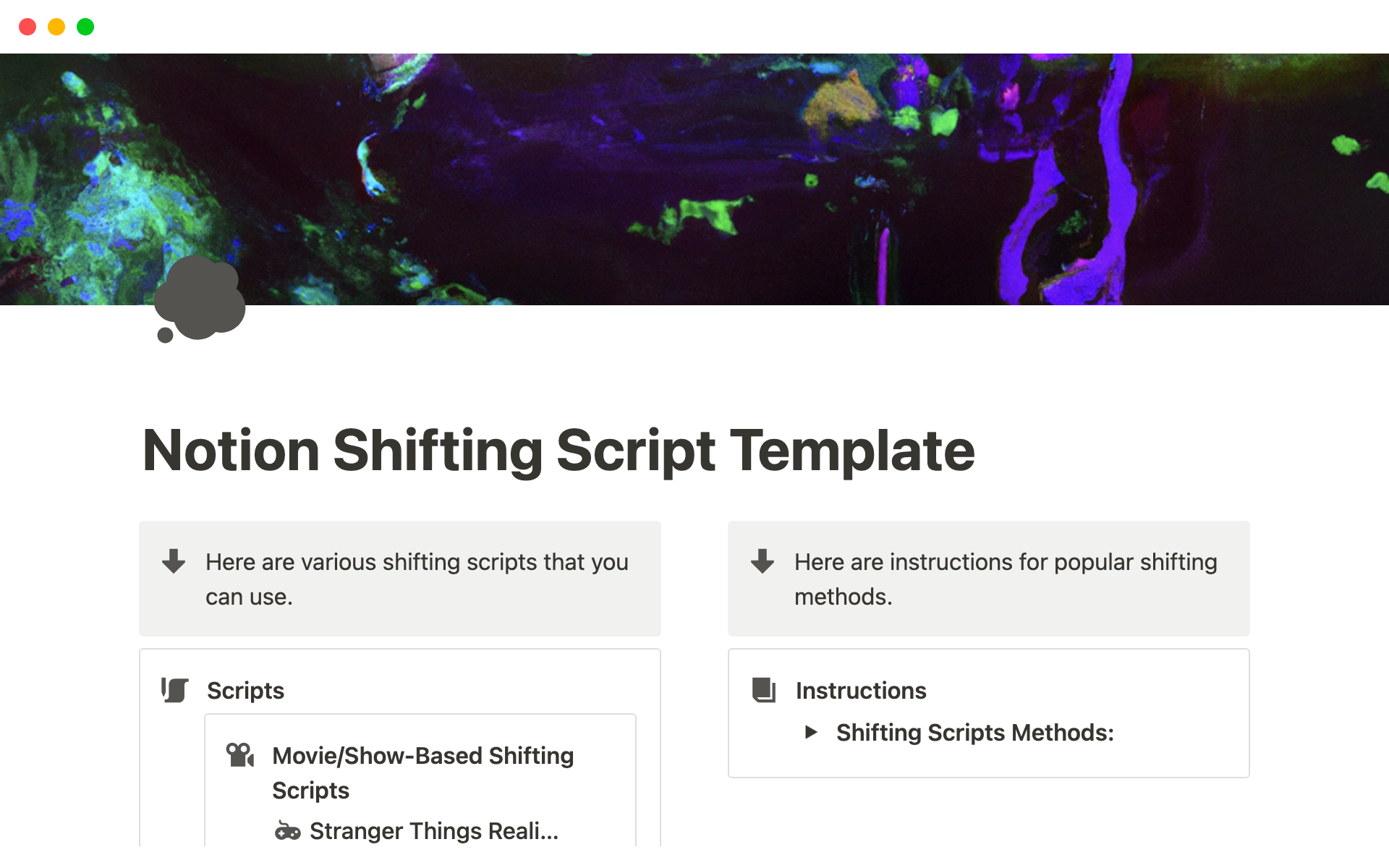 Notion Shifting Script Template Notion Template