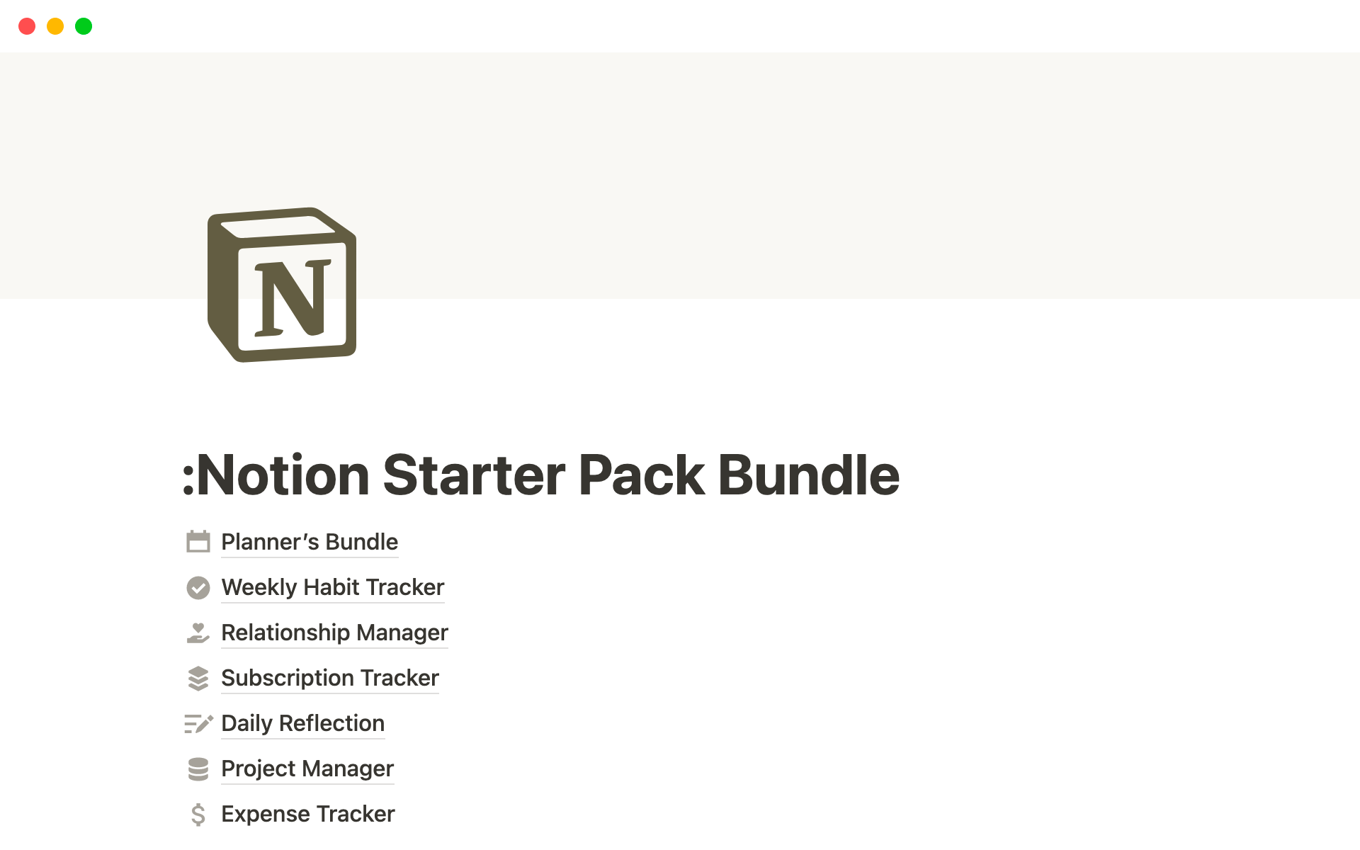 Notion Starter Pack | Notion Template