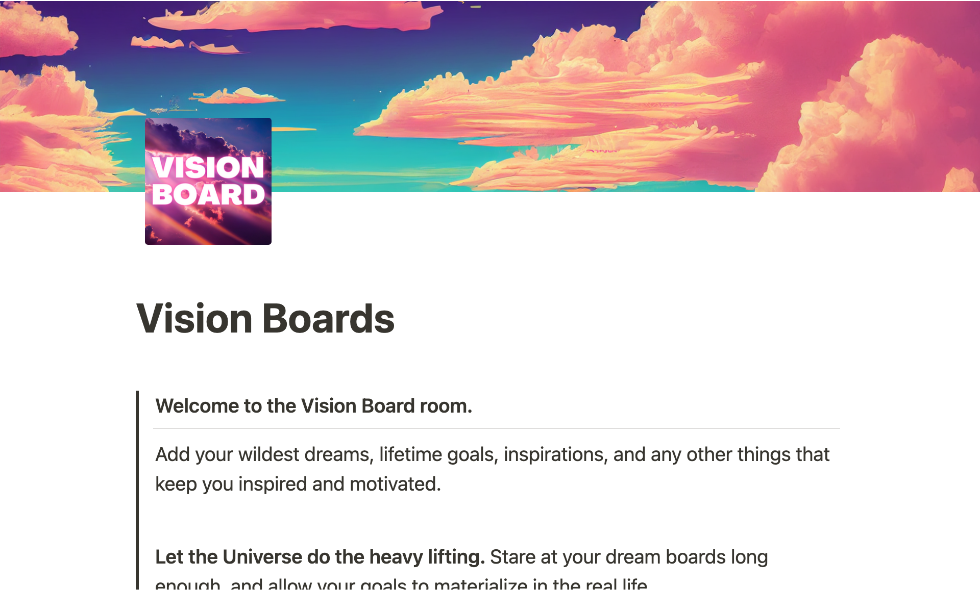 Get Inspired With A Vision Board In Notion