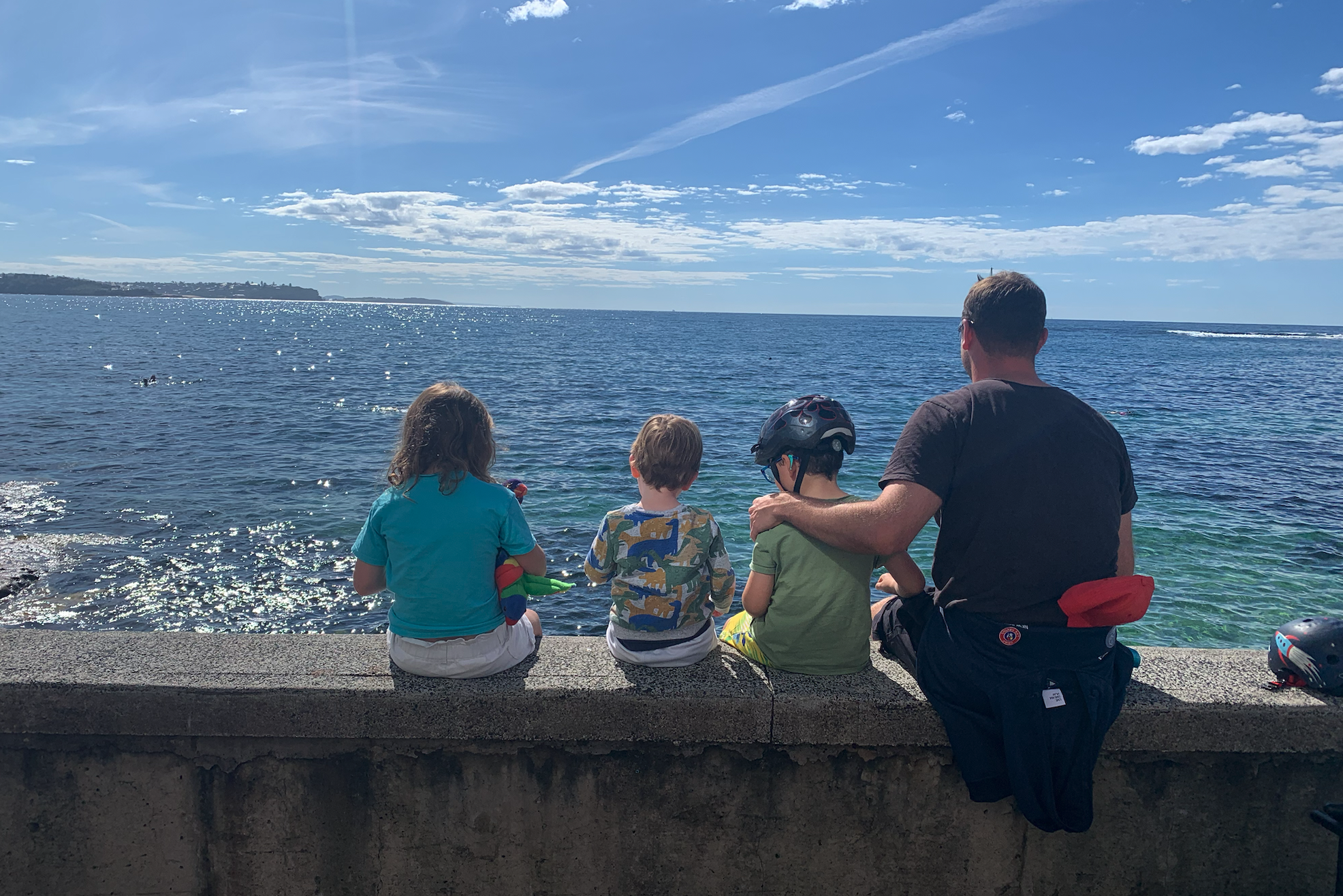 Taking in the ocean as a family.