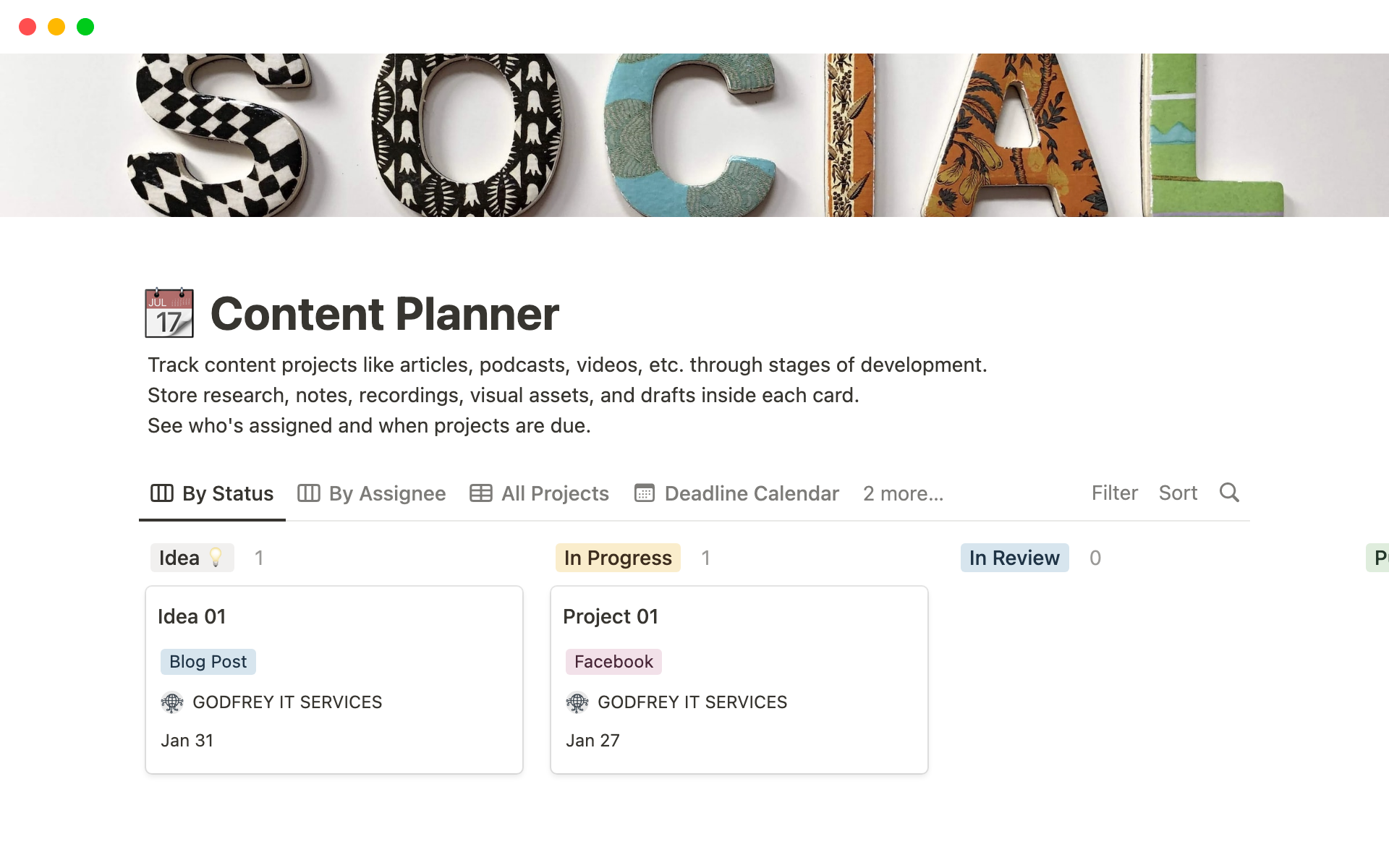 Content Planner Notion Template | Notion Template