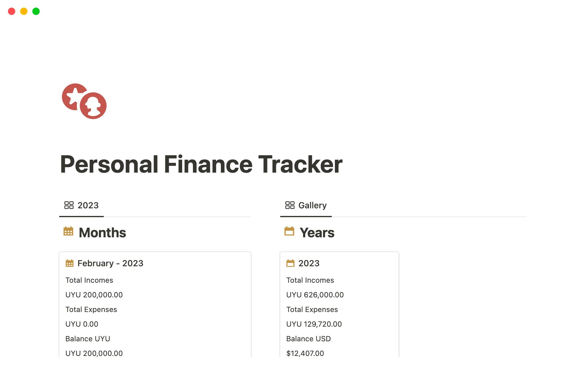 Personal Finance Tracker Notion Template