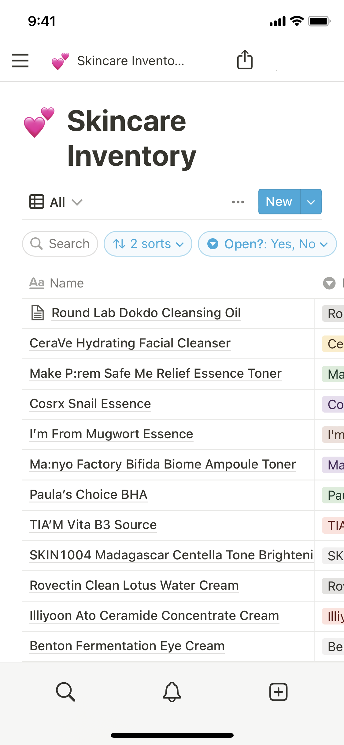 Notion Template Gallery – Skincare inventory