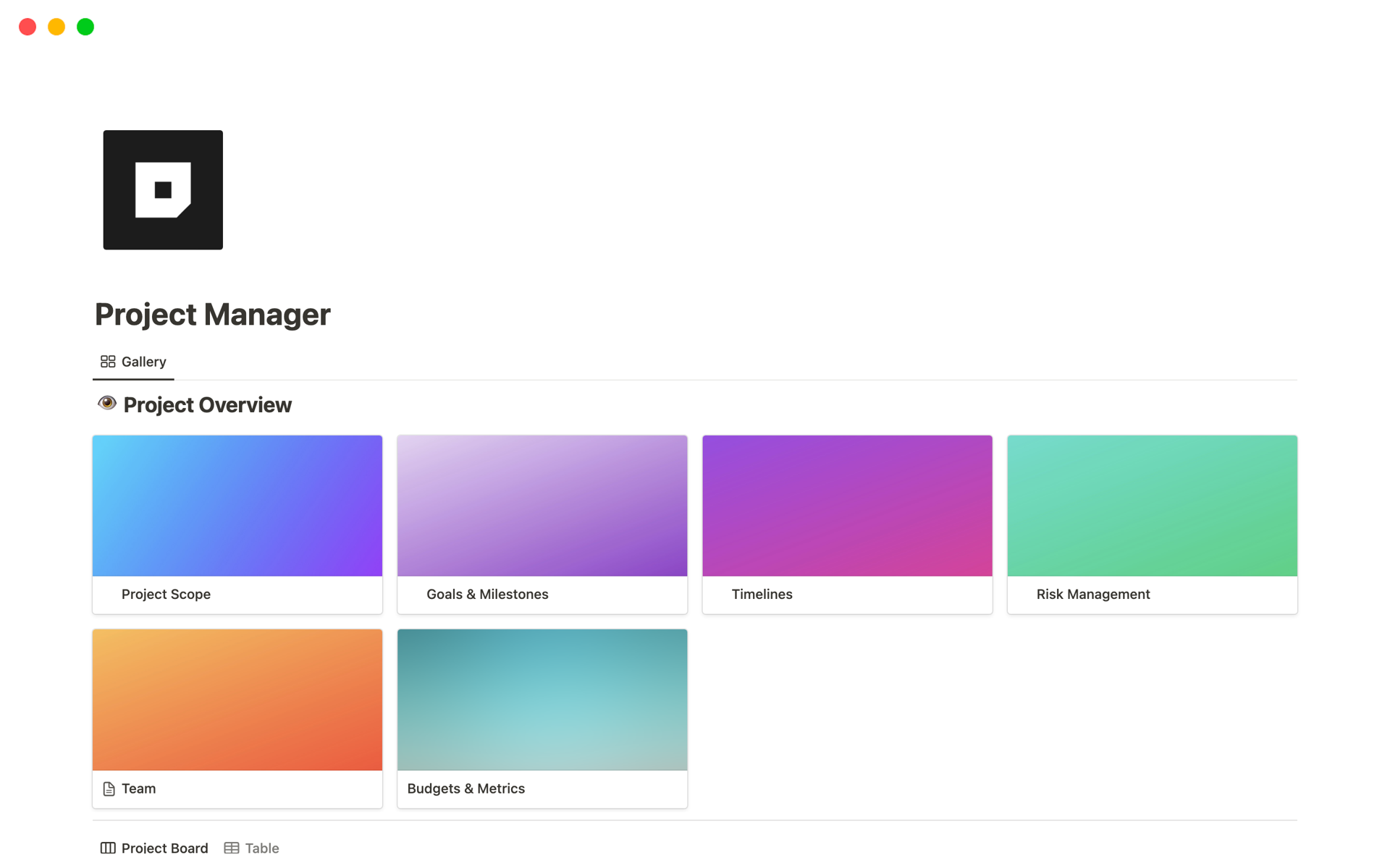 Notion Project Manager Template | Notion Template