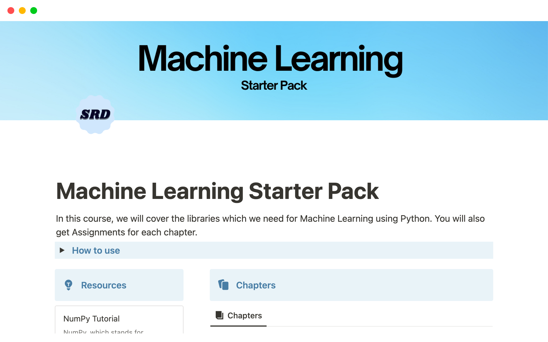 Machine Learning Starter Pack | Notion (ノーション)テンプレート